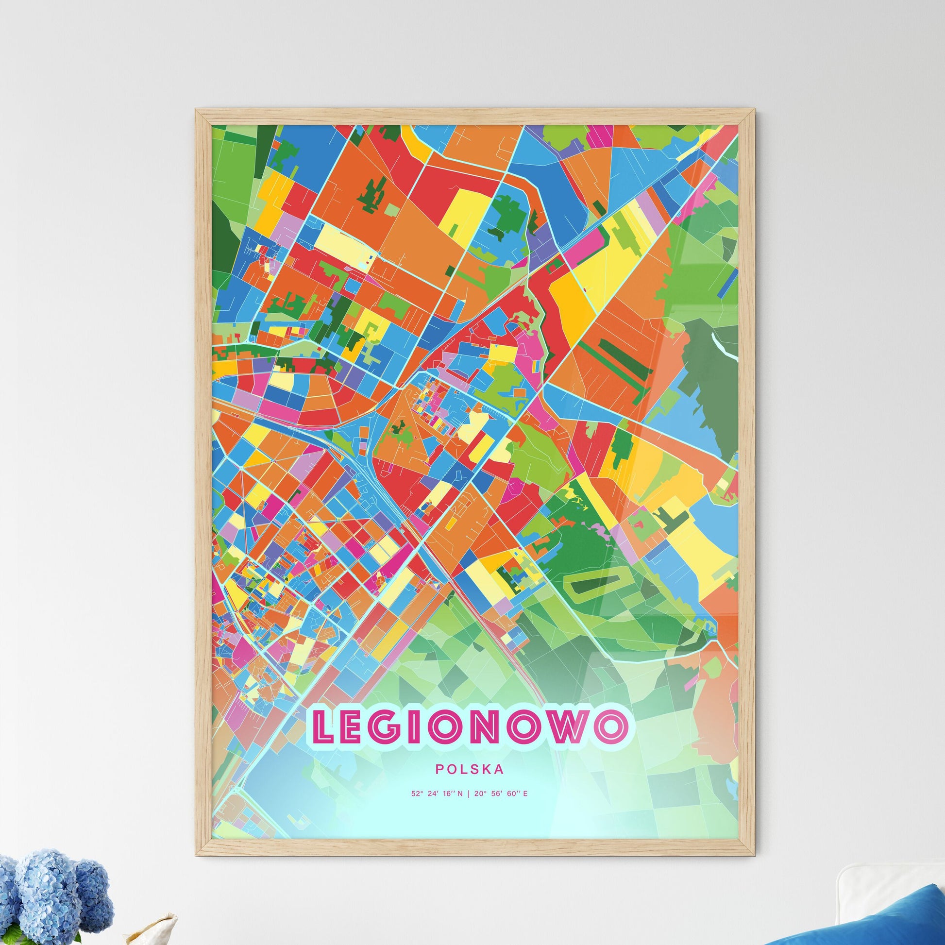 Colorful LEGIONOWO POLAND Fine Art Map Crazy Colors