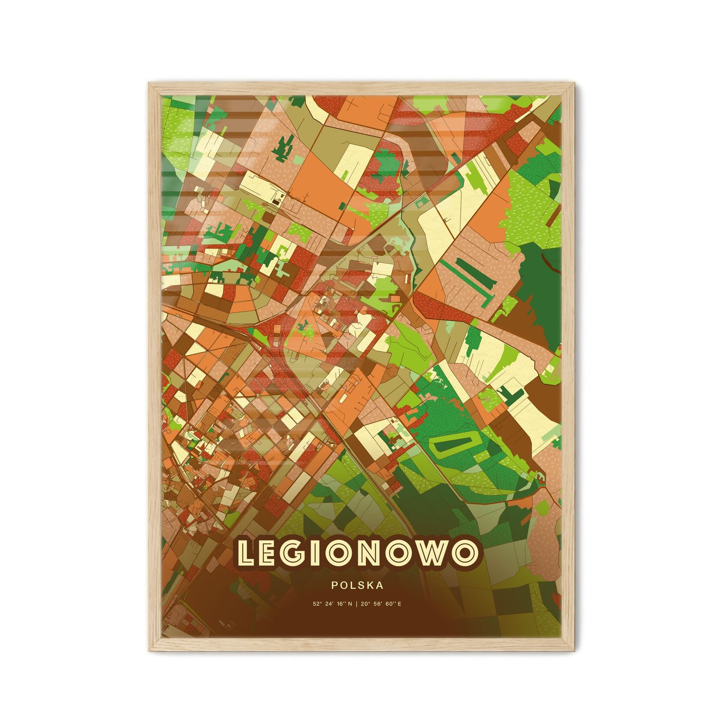 Colorful LEGIONOWO POLAND Fine Art Map Farmhouse