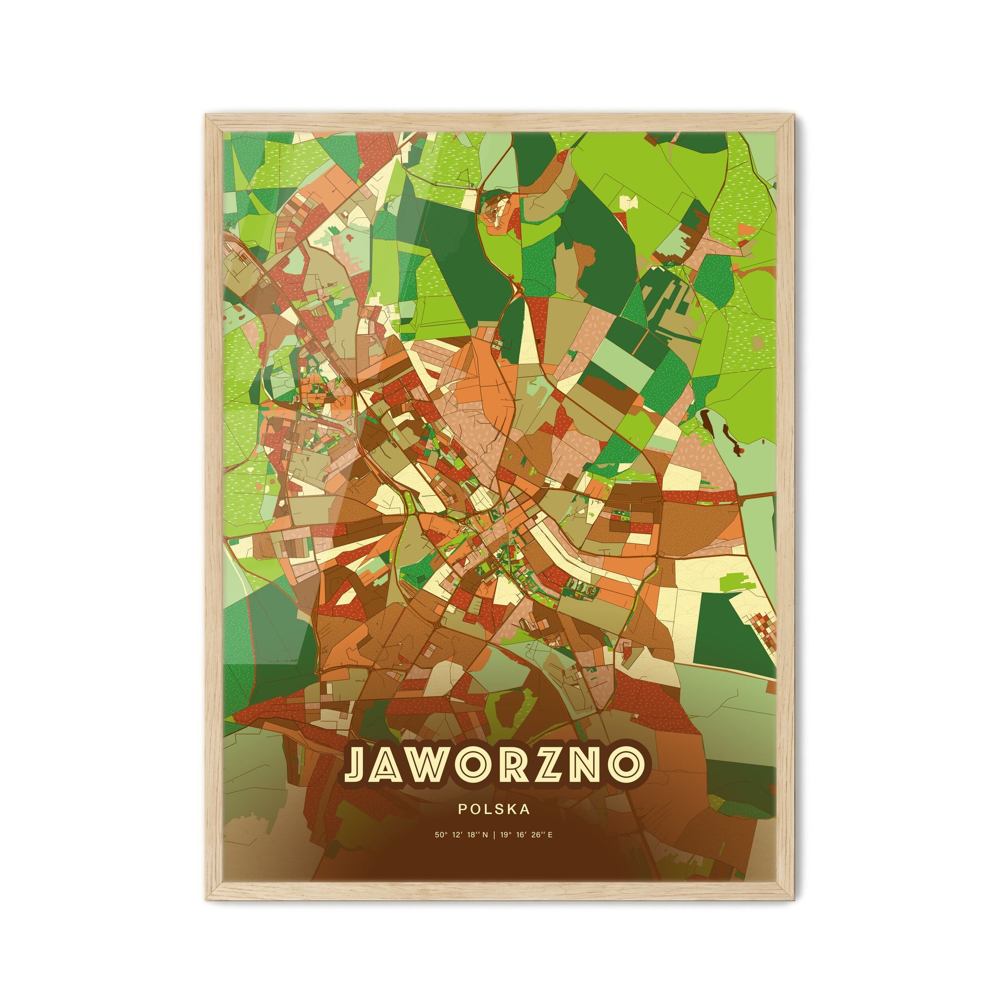 Colorful JAWORZNO POLAND Fine Art Map Farmhouse