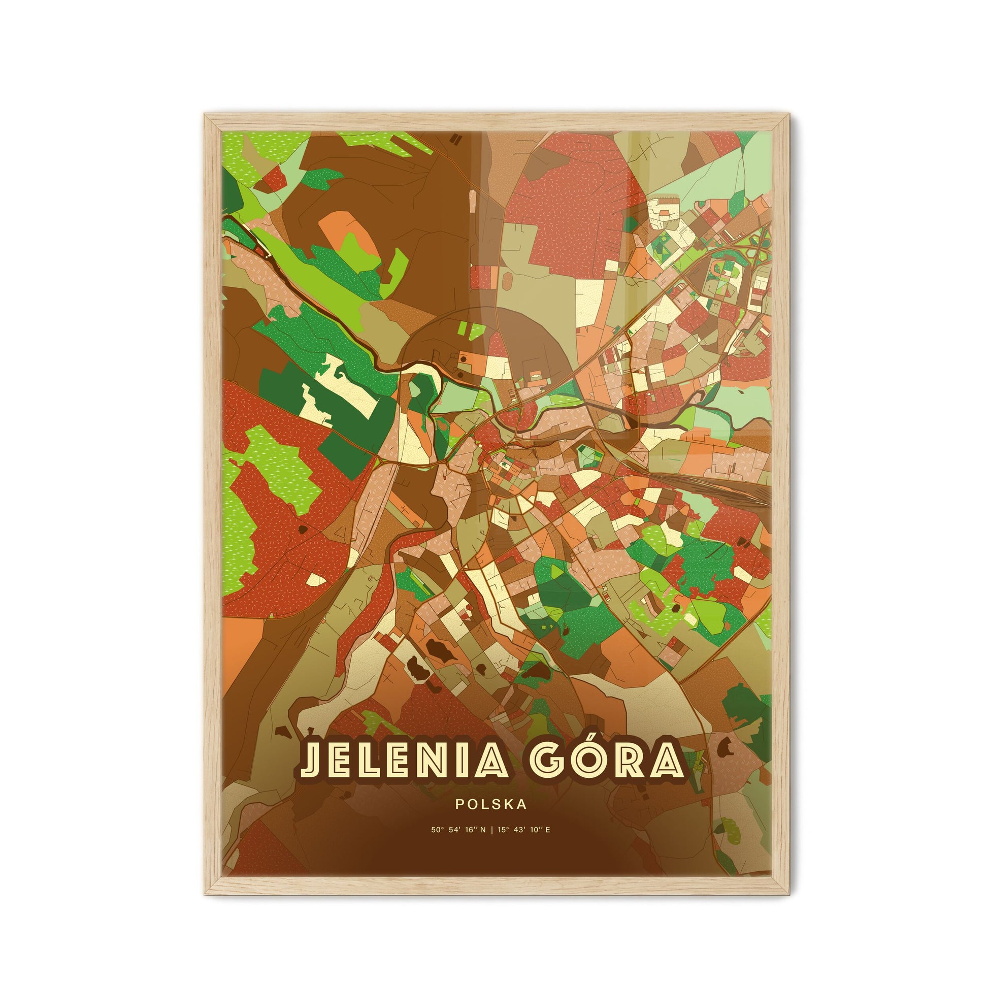 Colorful JELENIA GÓRA POLAND Fine Art Map Farmhouse