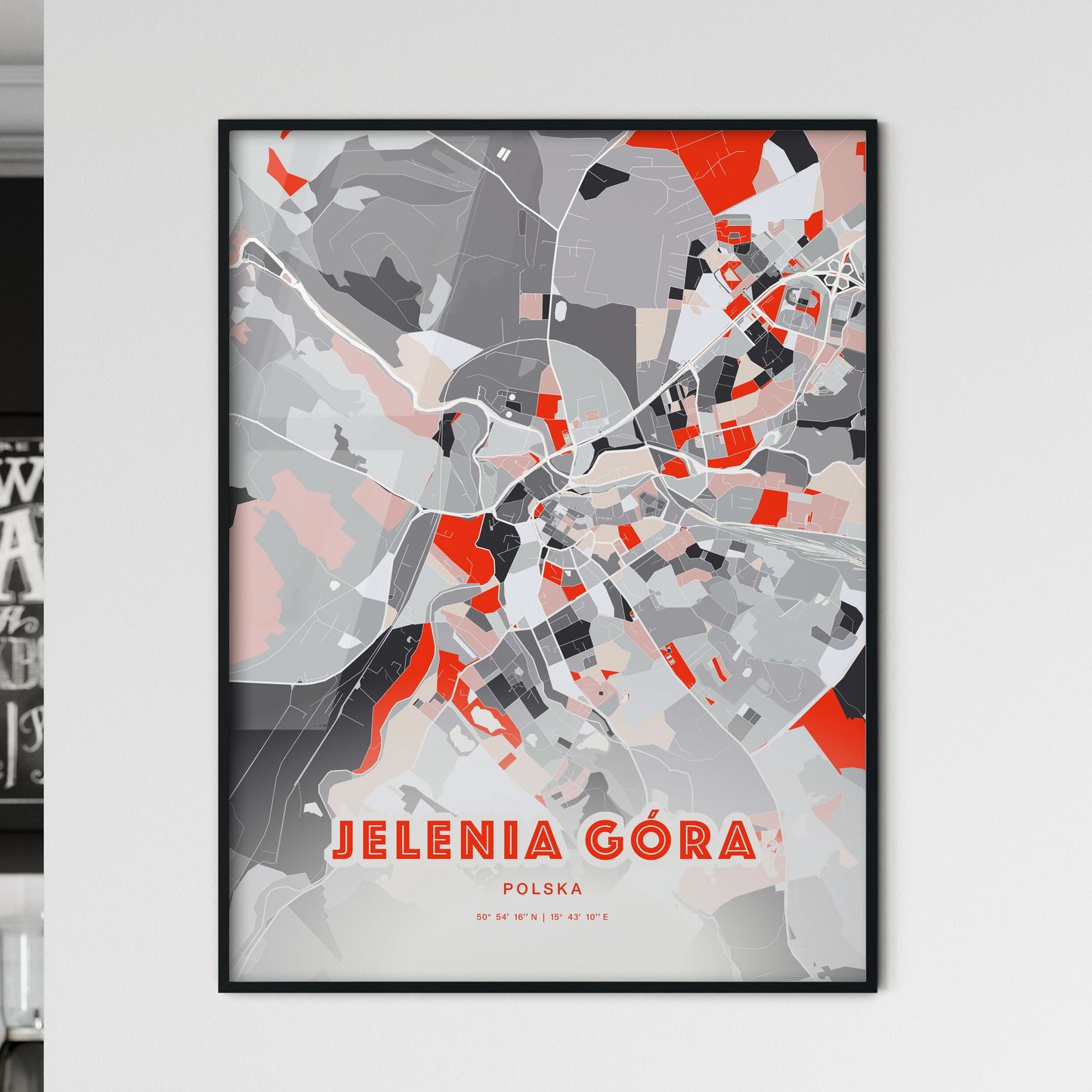 Colorful JELENIA GÓRA POLAND Fine Art Map Modern