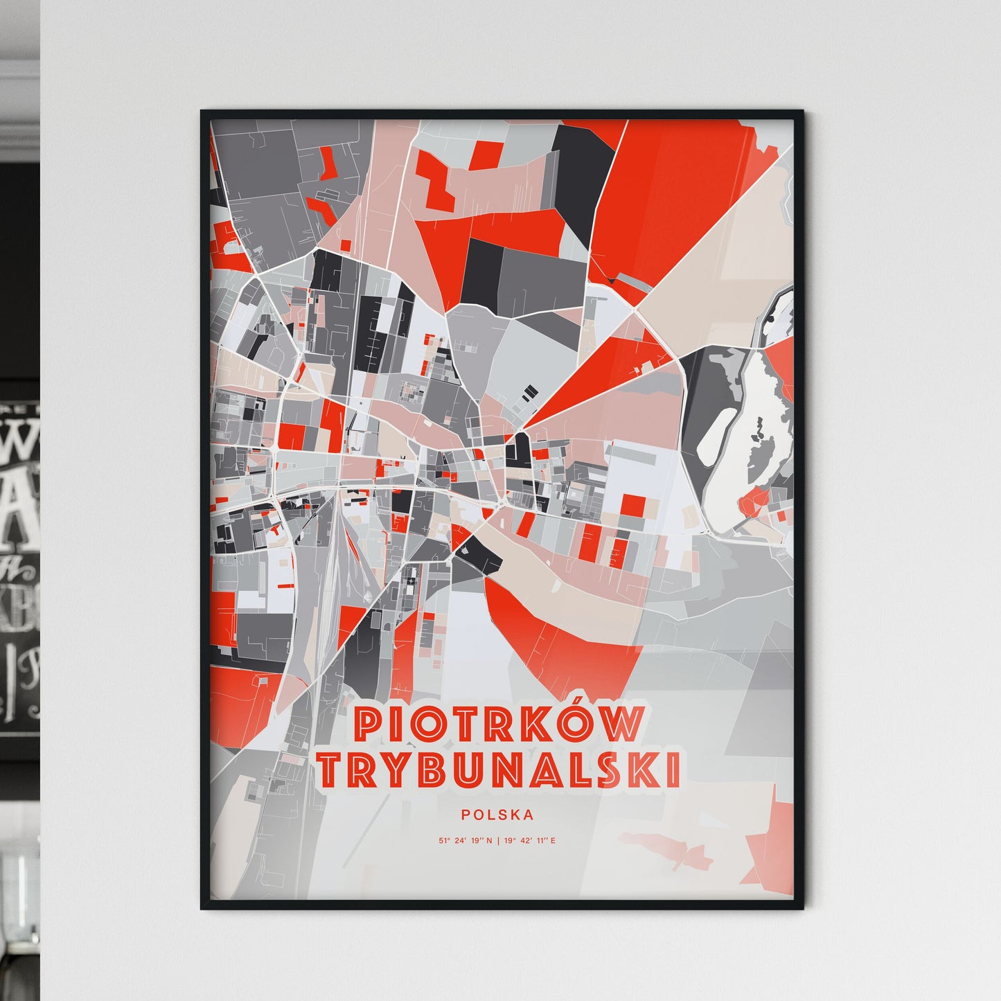 Colorful PIOTRKÓW TRYBUNALSKI POLAND Fine Art Map Modern