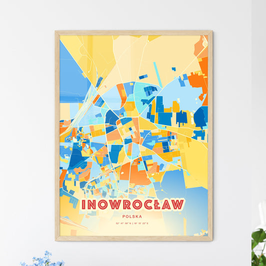 Colorful INOWROCŁAW POLAND Fine Art Map Blue Orange