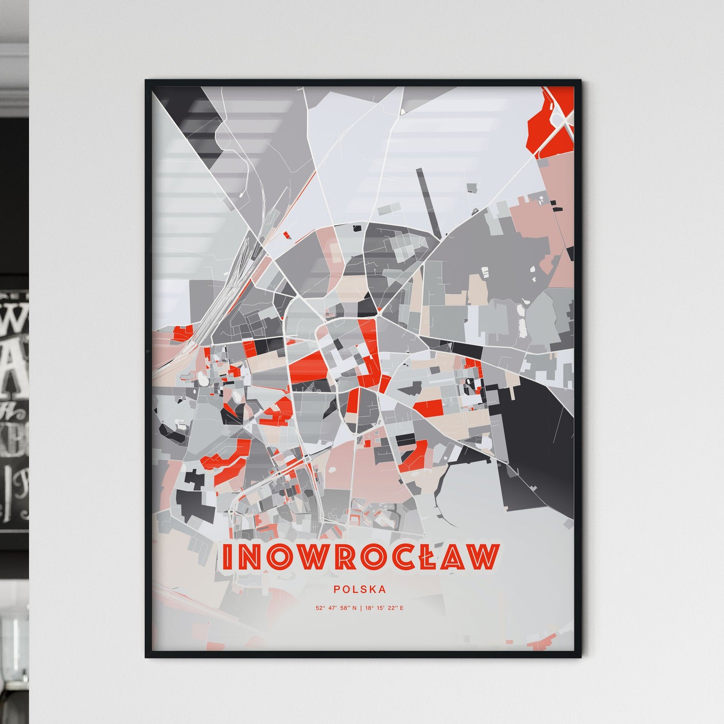 Colorful INOWROCŁAW POLAND Fine Art Map Modern