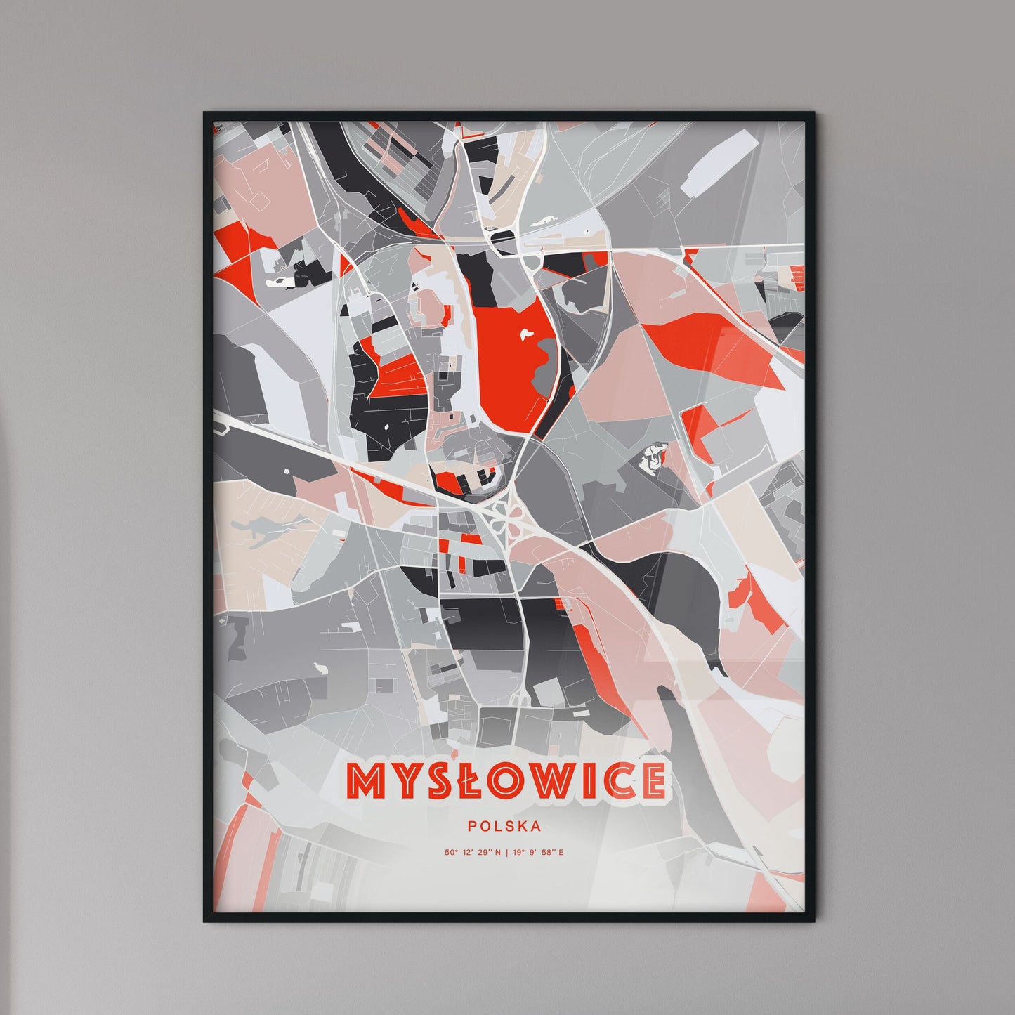 Colorful MYSŁOWICE POLAND Fine Art Map Modern