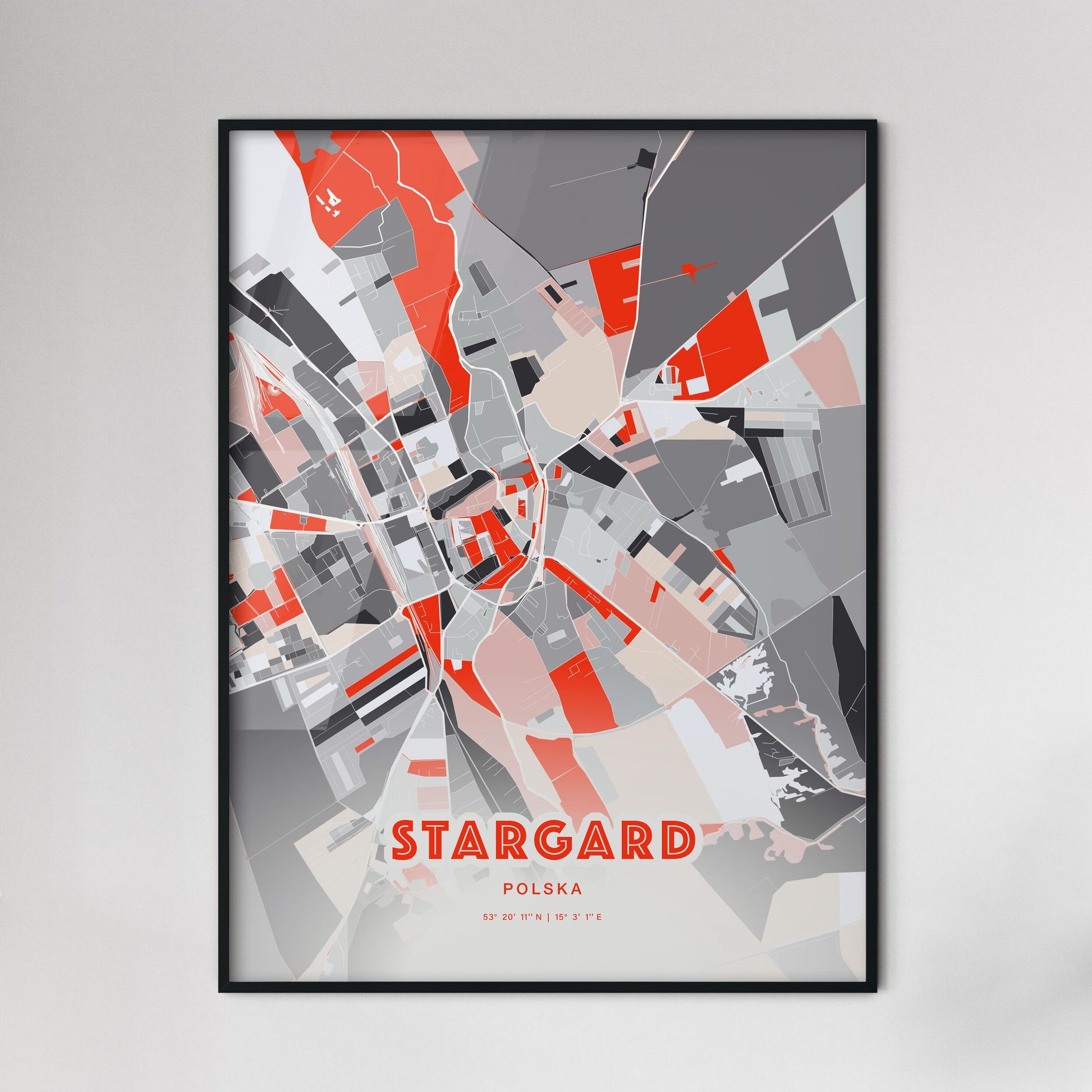 Colorful STARGARD POLAND Fine Art Map Modern