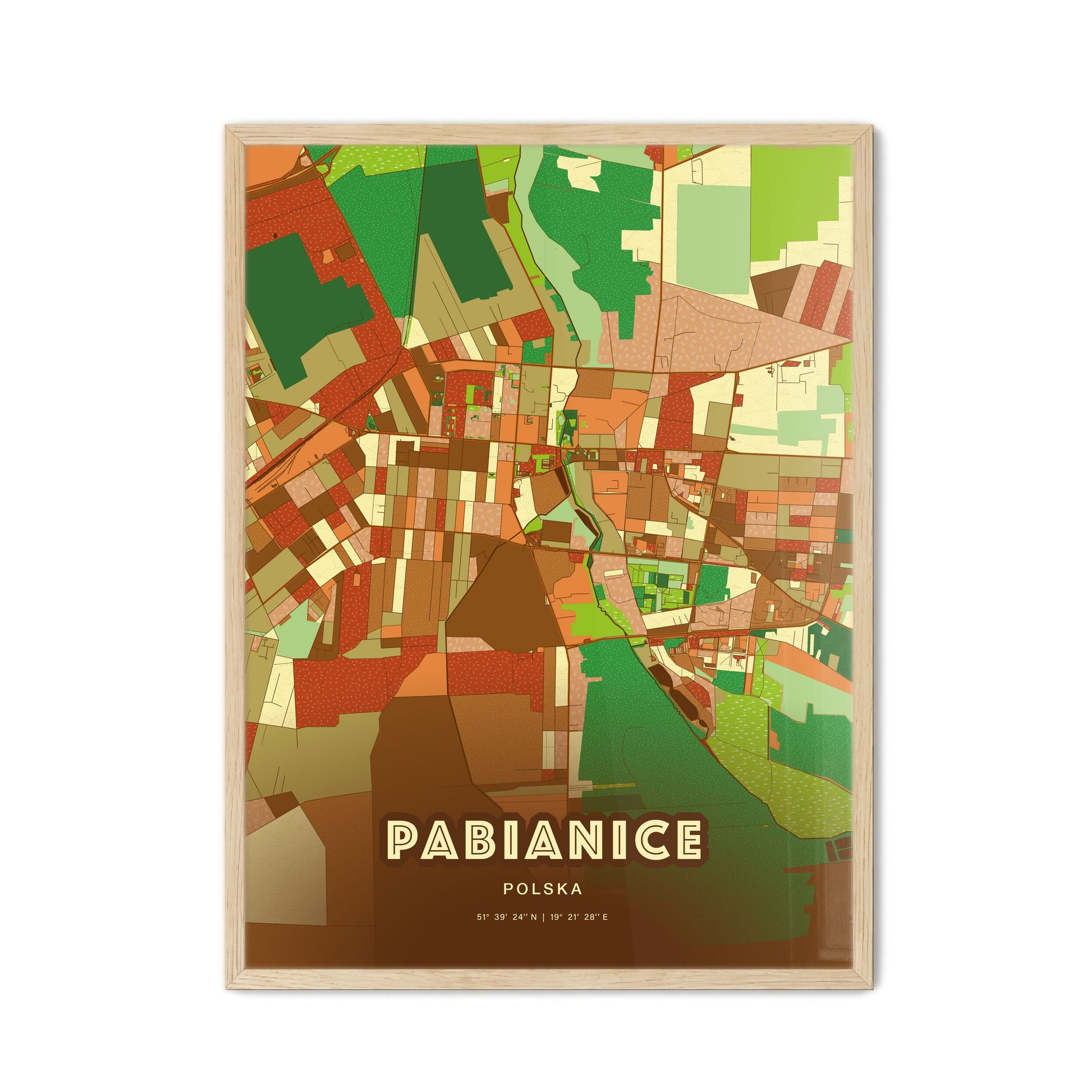 Colorful PABIANICE POLAND Fine Art Map Farmhouse