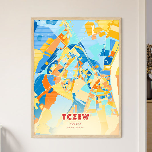 Colorful TCZEW POLAND Fine Art Map Blue Orange