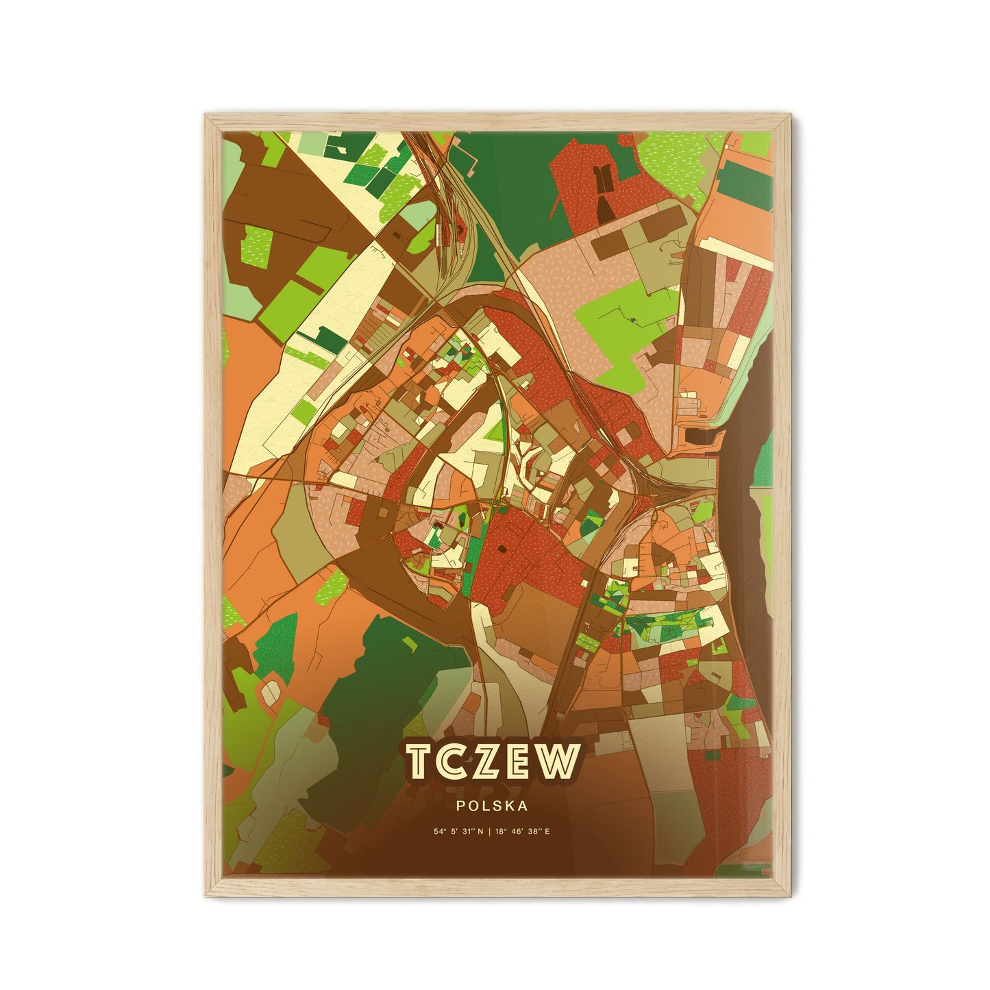 Colorful TCZEW POLAND Fine Art Map Farmhouse