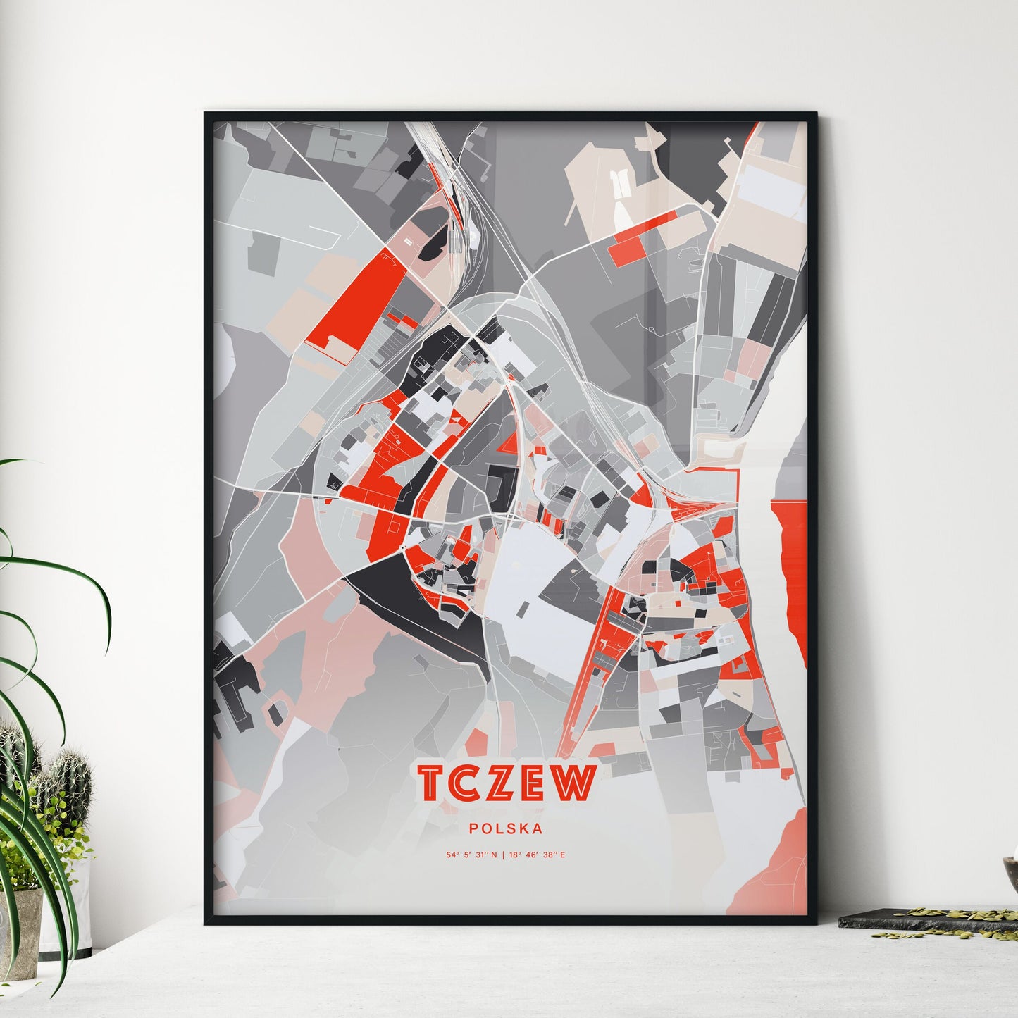 Colorful TCZEW POLAND Fine Art Map Modern