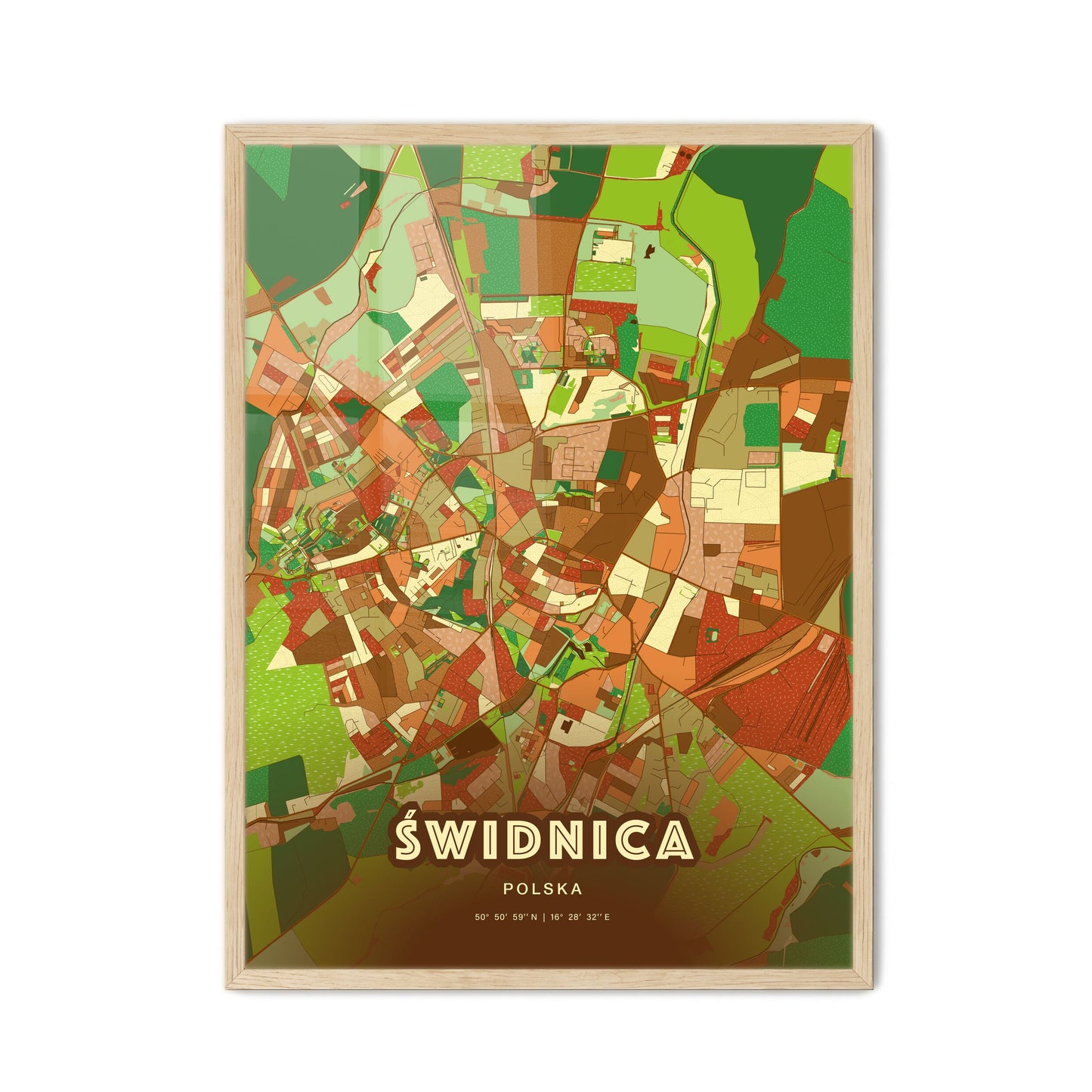 Colorful ŚWIDNICA POLAND Fine Art Map Farmhouse