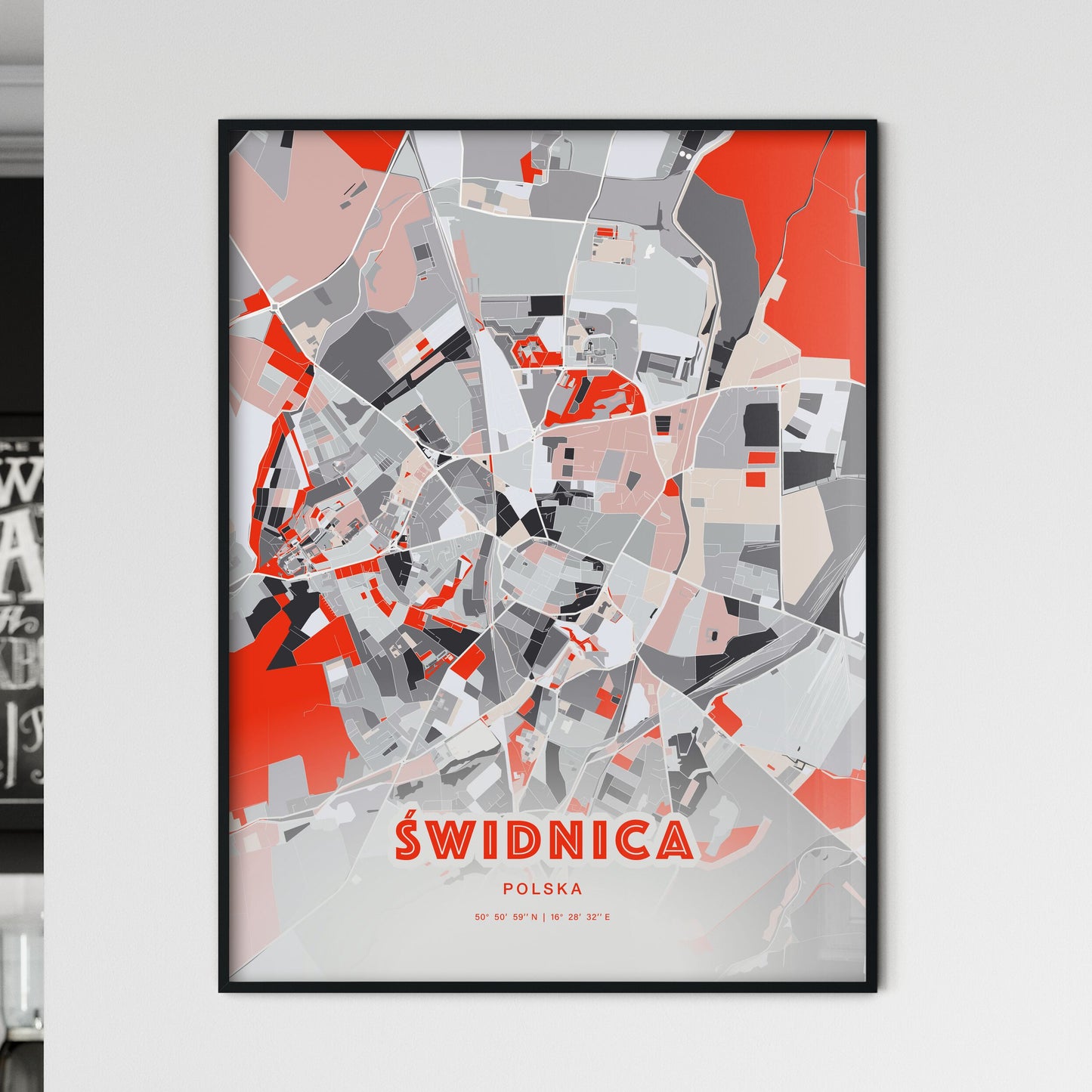 Colorful ŚWIDNICA POLAND Fine Art Map Modern