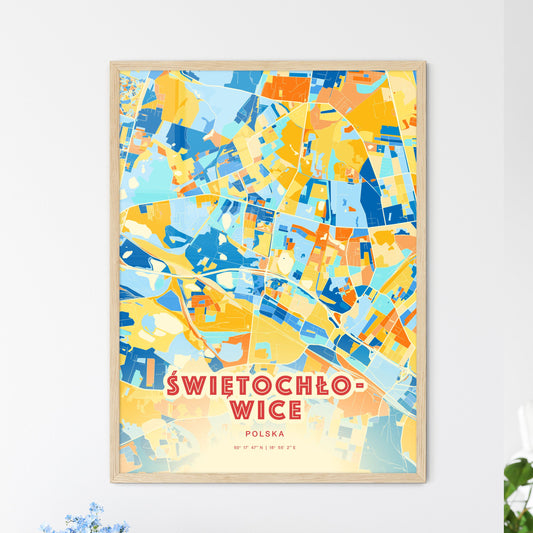 Colorful ŚWIĘTOCHŁOWICE POLAND Fine Art Map Blue Orange