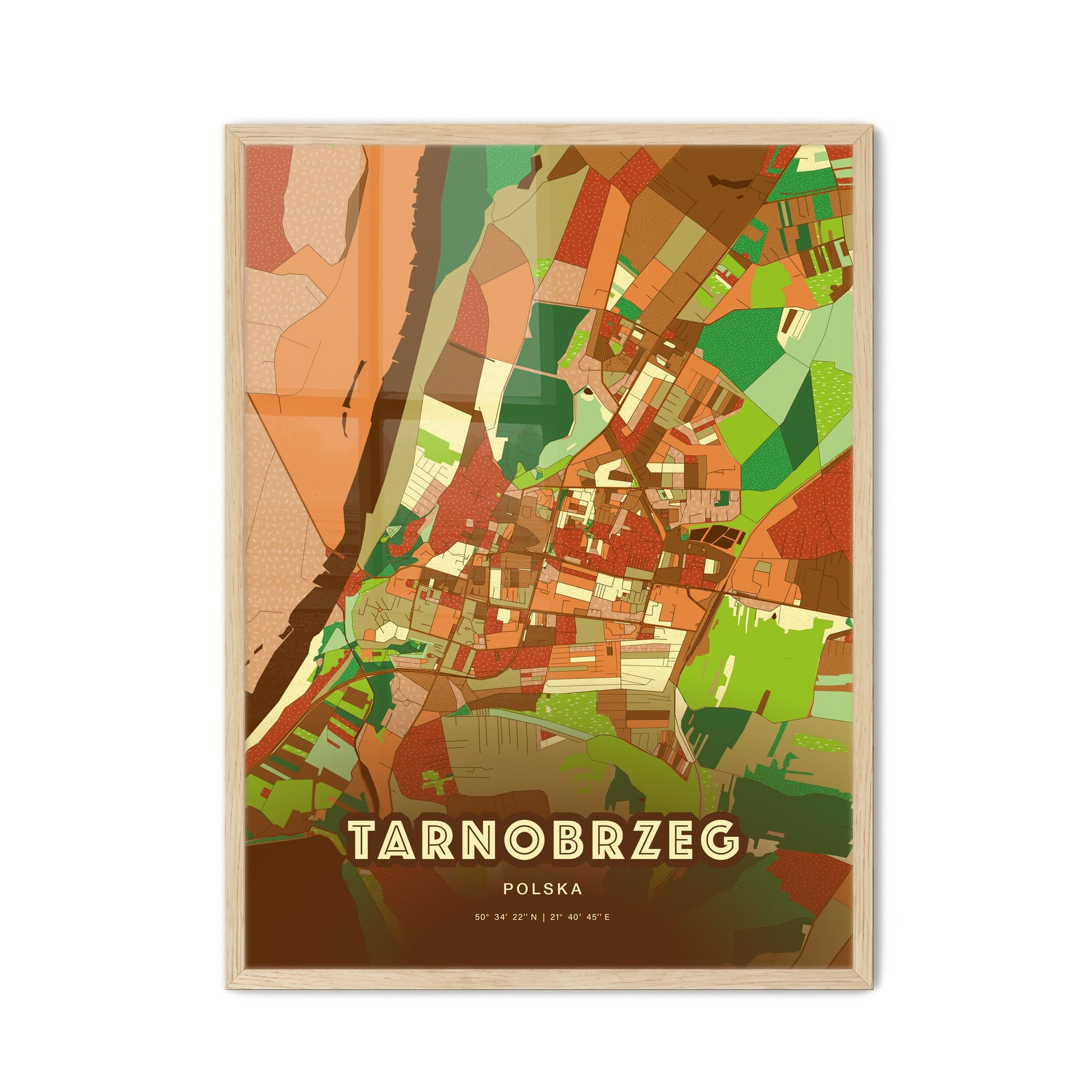 Colorful TARNOBRZEG POLAND Fine Art Map Farmhouse