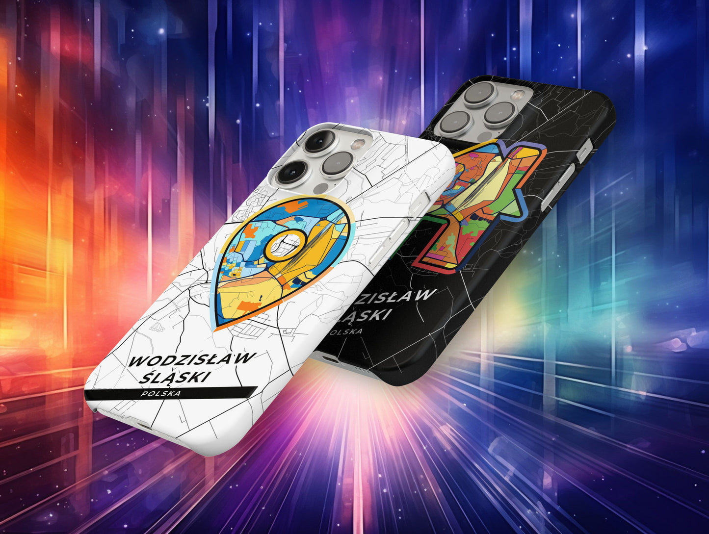 Wodzisław Śląski Poland slim phone case with colorful icon