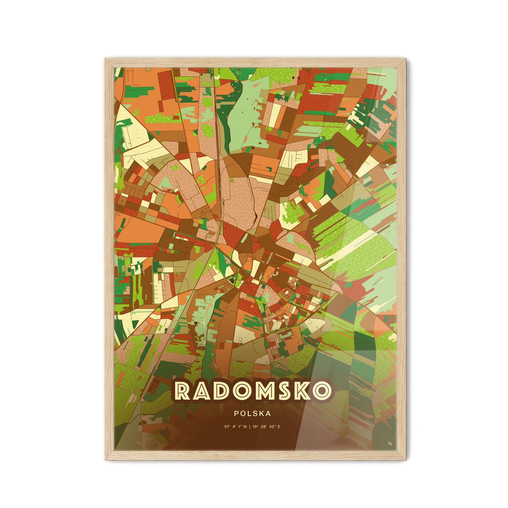 Colorful RADOMSKO POLAND Fine Art Map Farmhouse