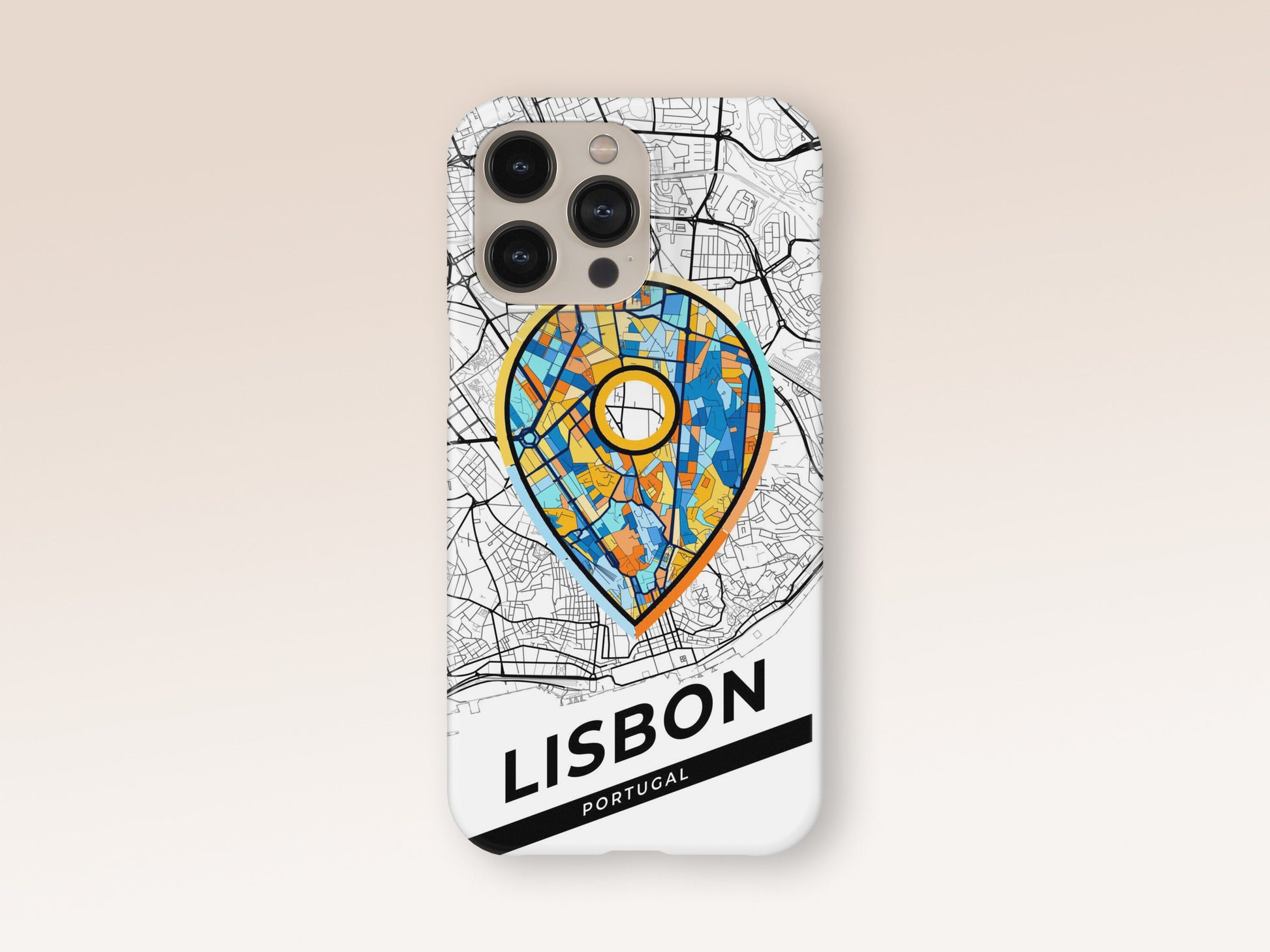 Lisbon Portugal slim phone case with colorful icon. Birthday, wedding or housewarming gift. Couple match cases. 1