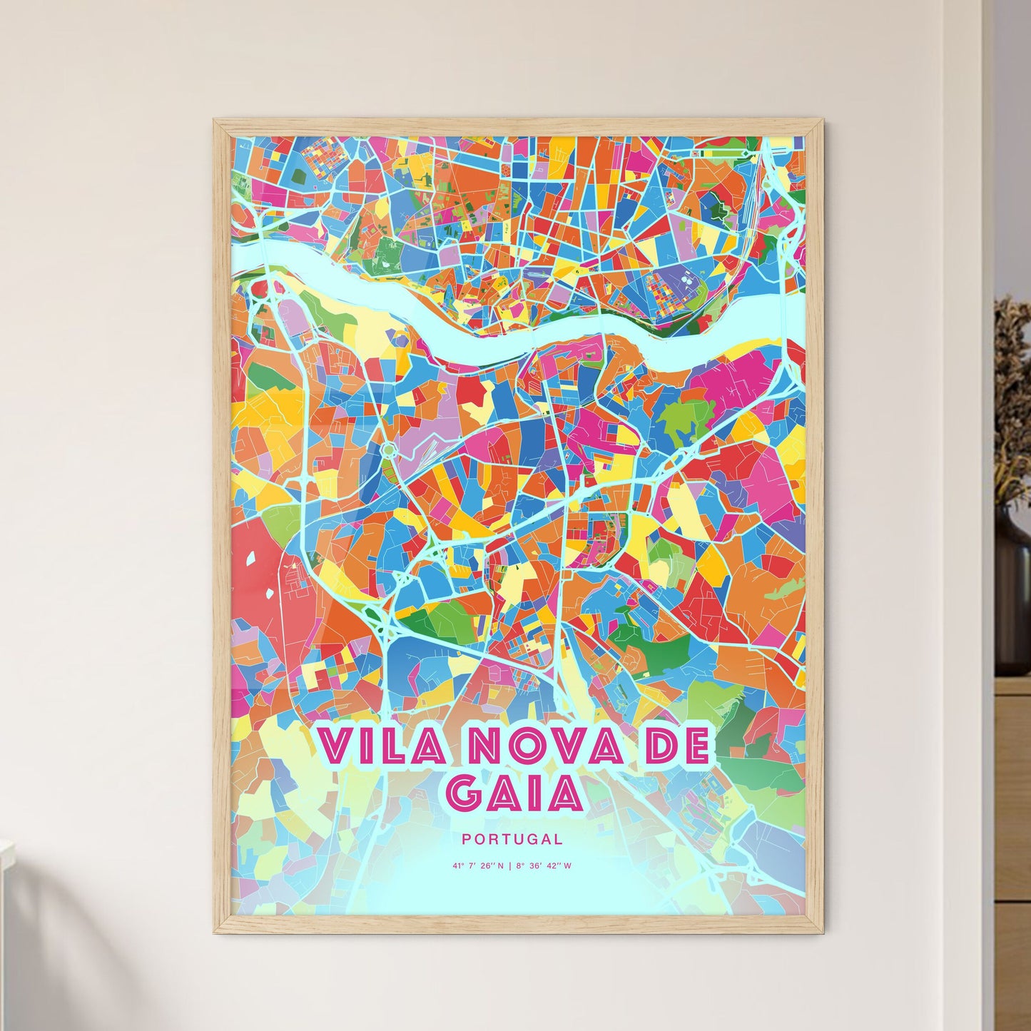 Colorful VILA NOVA DE GAIA PORTUGAL Fine Art Map Crazy Colors