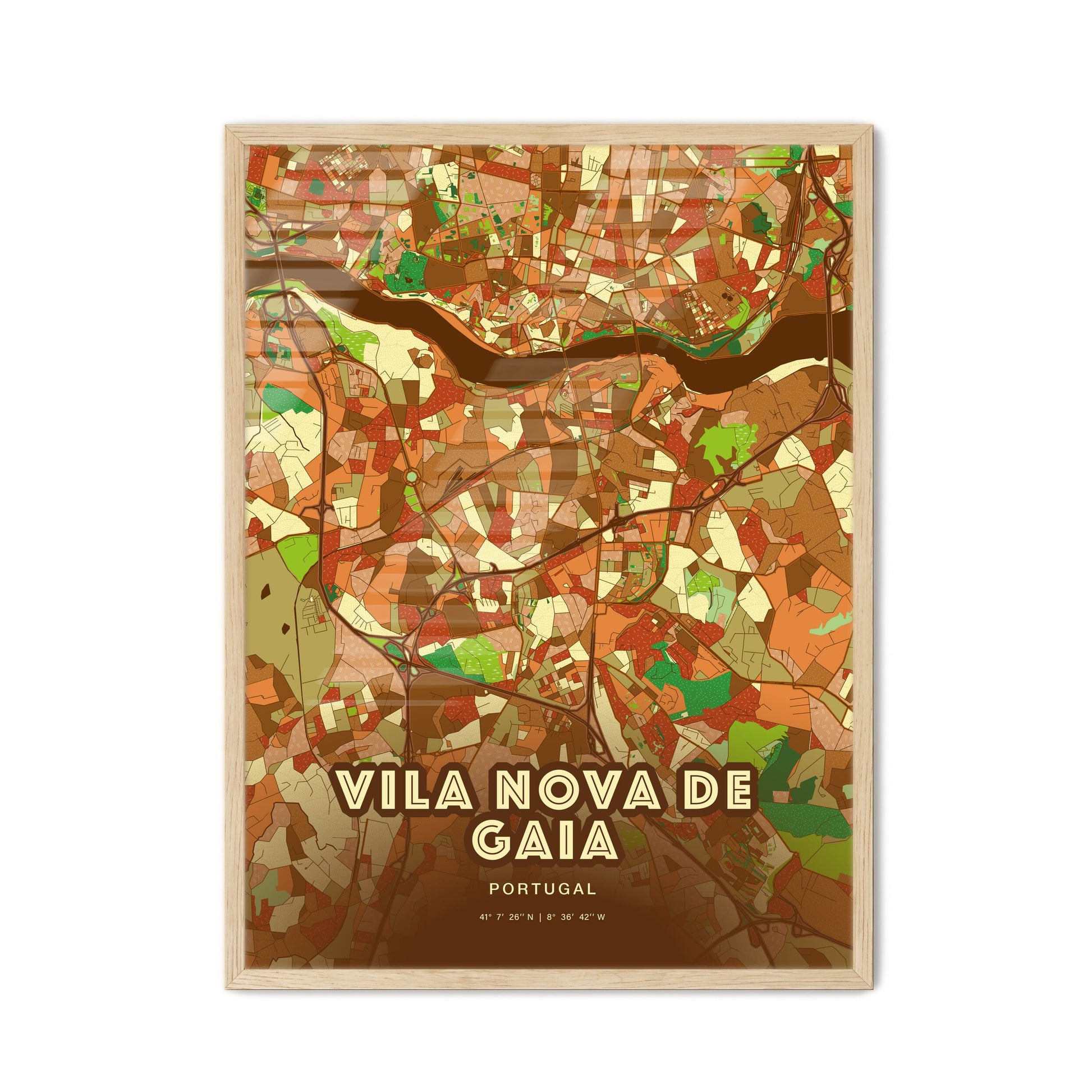 Colorful VILA NOVA DE GAIA PORTUGAL Fine Art Map Farmhouse