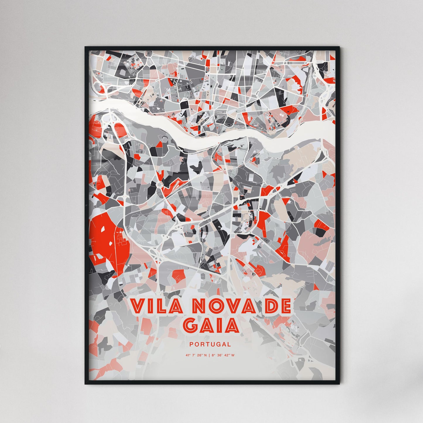 Colorful VILA NOVA DE GAIA PORTUGAL Fine Art Map Modern