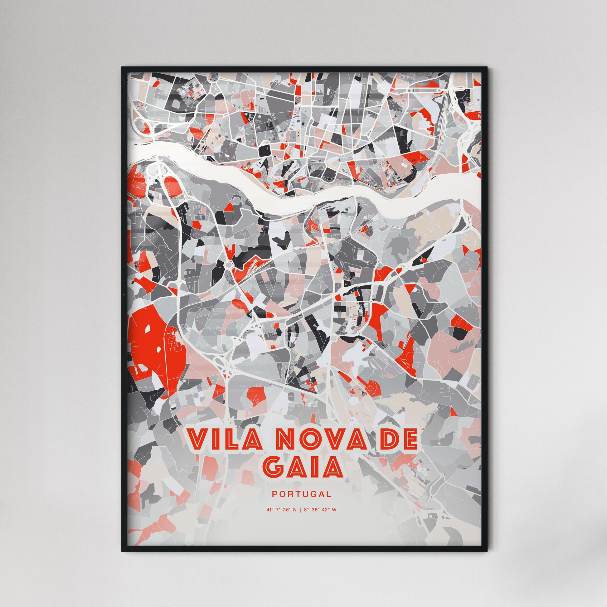 Colorful VILA NOVA DE GAIA PORTUGAL Fine Art Map Modern