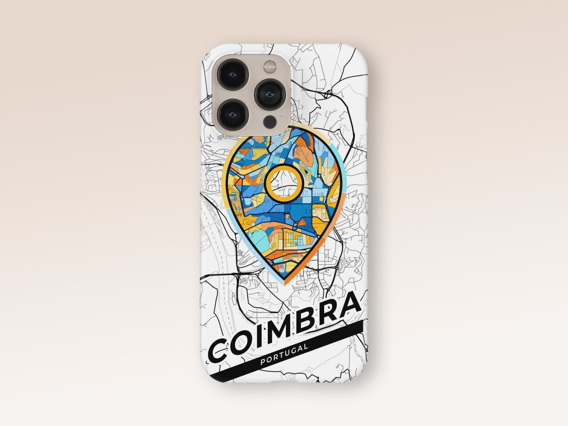 Coimbra Portugal slim phone case with colorful icon. Birthday, wedding or housewarming gift. Couple match cases. 1