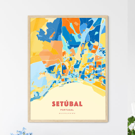 Colorful Setúbal Portugal Fine Art Map Blue Orange