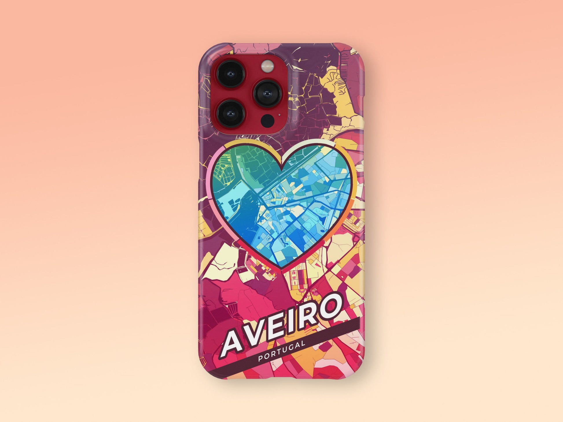 Aveiro Portugal slim phone case with colorful icon. Birthday, wedding or housewarming gift. Couple match cases. 2