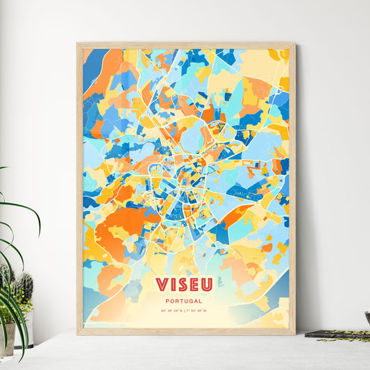 Colorful Viseu Portugal Fine Art Map Blue Orange