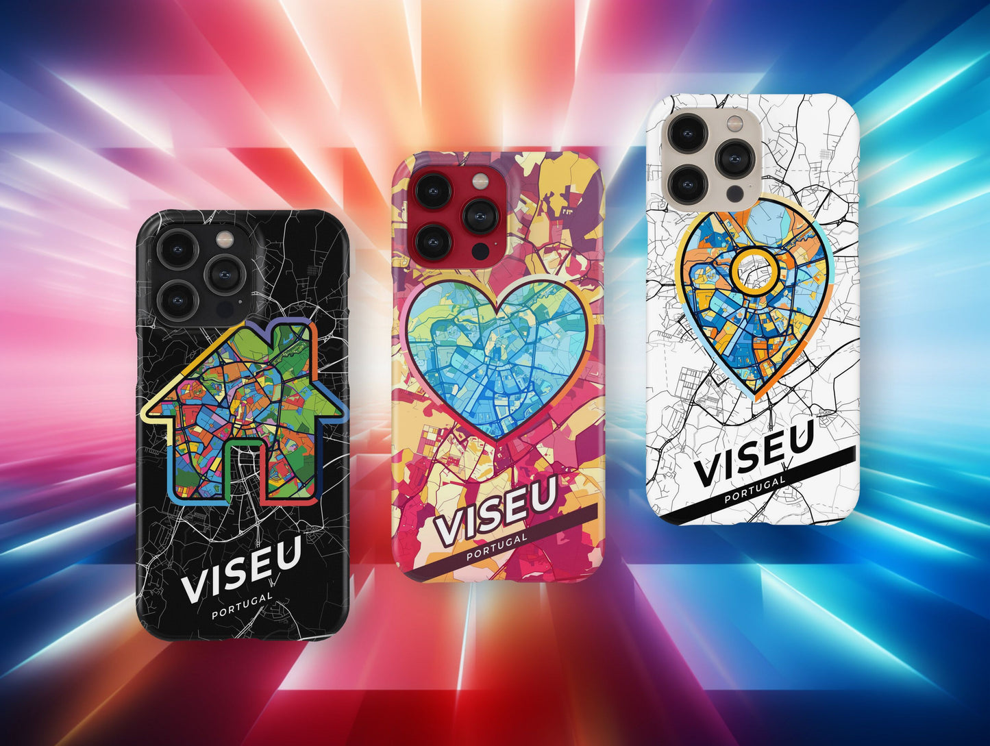 Viseu Portugal slim phone case with colorful icon