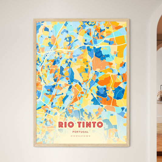 Colorful Rio Tinto Portugal Fine Art Map Blue Orange