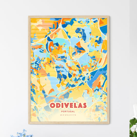 Colorful Odivelas Portugal Fine Art Map Blue Orange