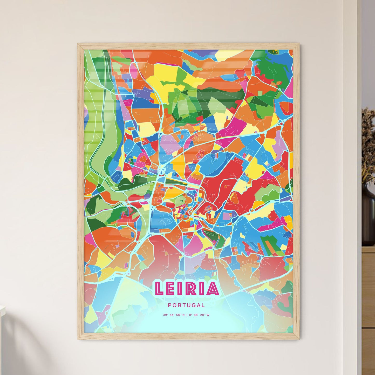Colorful LEIRIA PORTUGAL Fine Art Map Crazy Colors