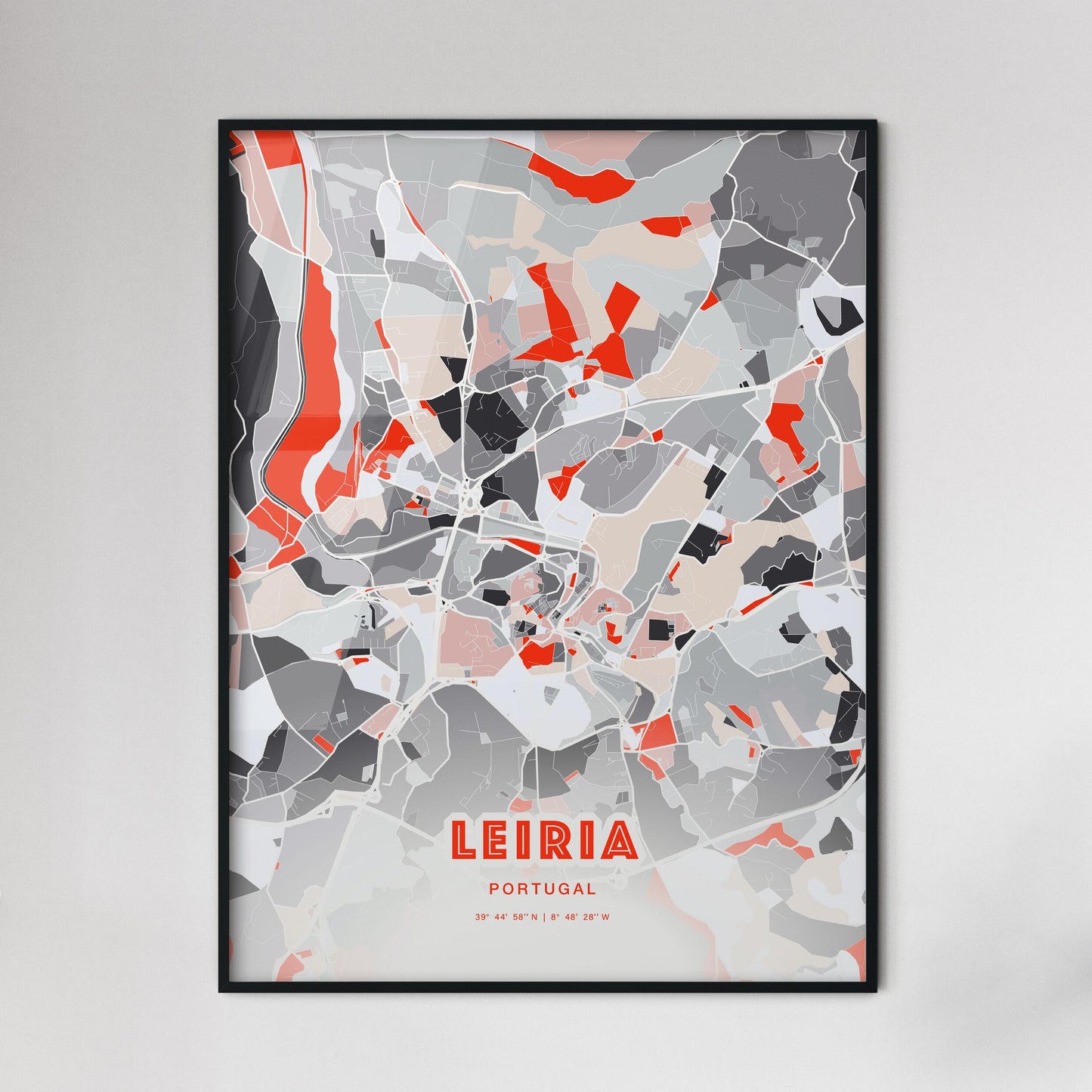 Colorful LEIRIA PORTUGAL Fine Art Map Modern