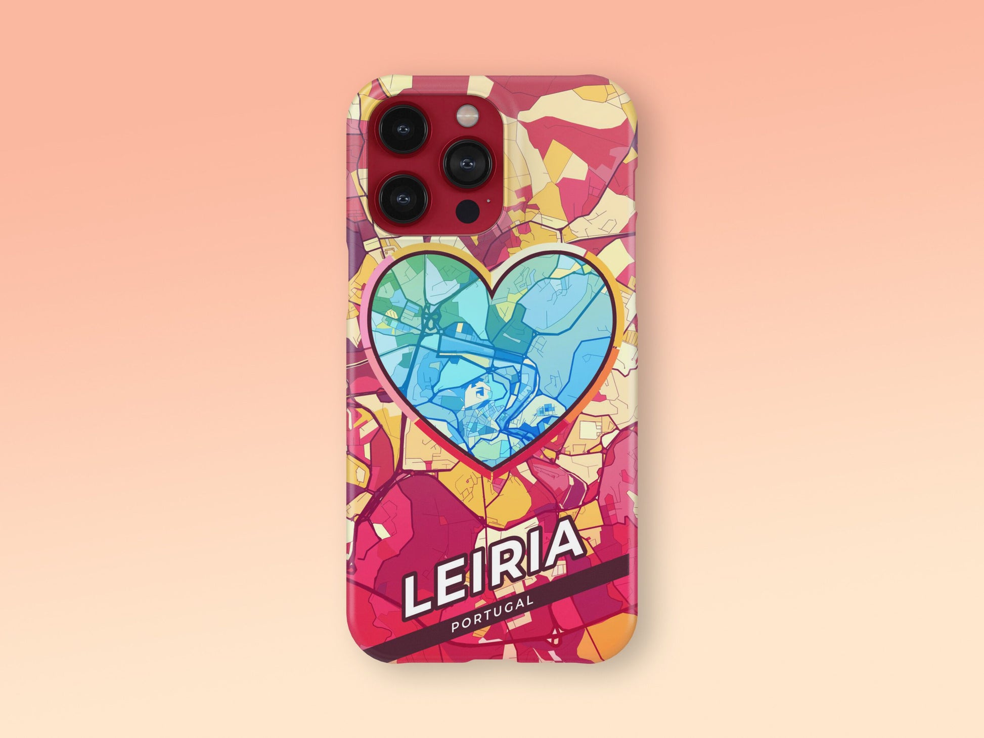 Leiria Portugal slim phone case with colorful icon. Birthday, wedding or housewarming gift. Couple match cases. 2