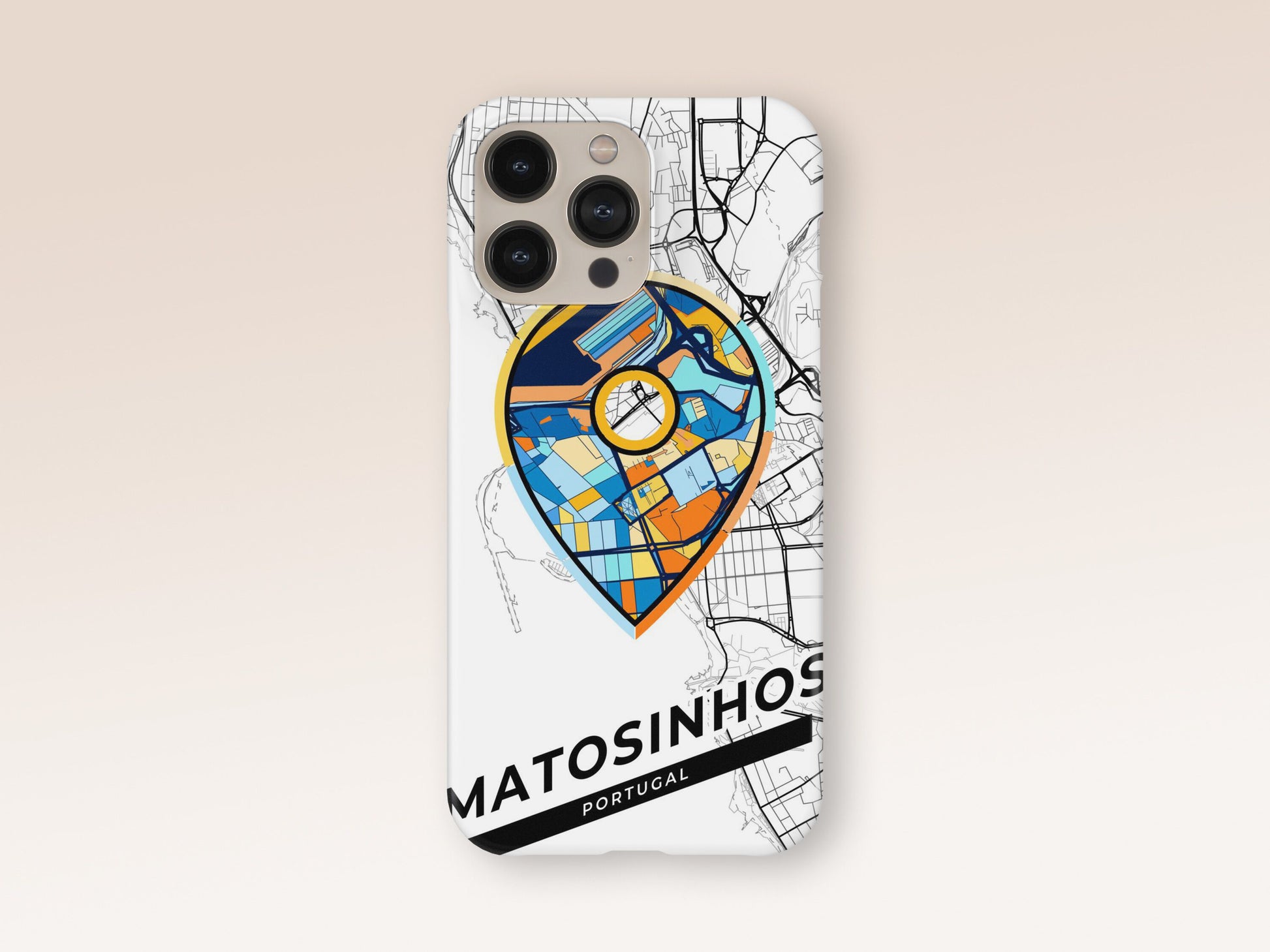 Matosinhos Portugal slim phone case with colorful icon. Birthday, wedding or housewarming gift. Couple match cases. 1