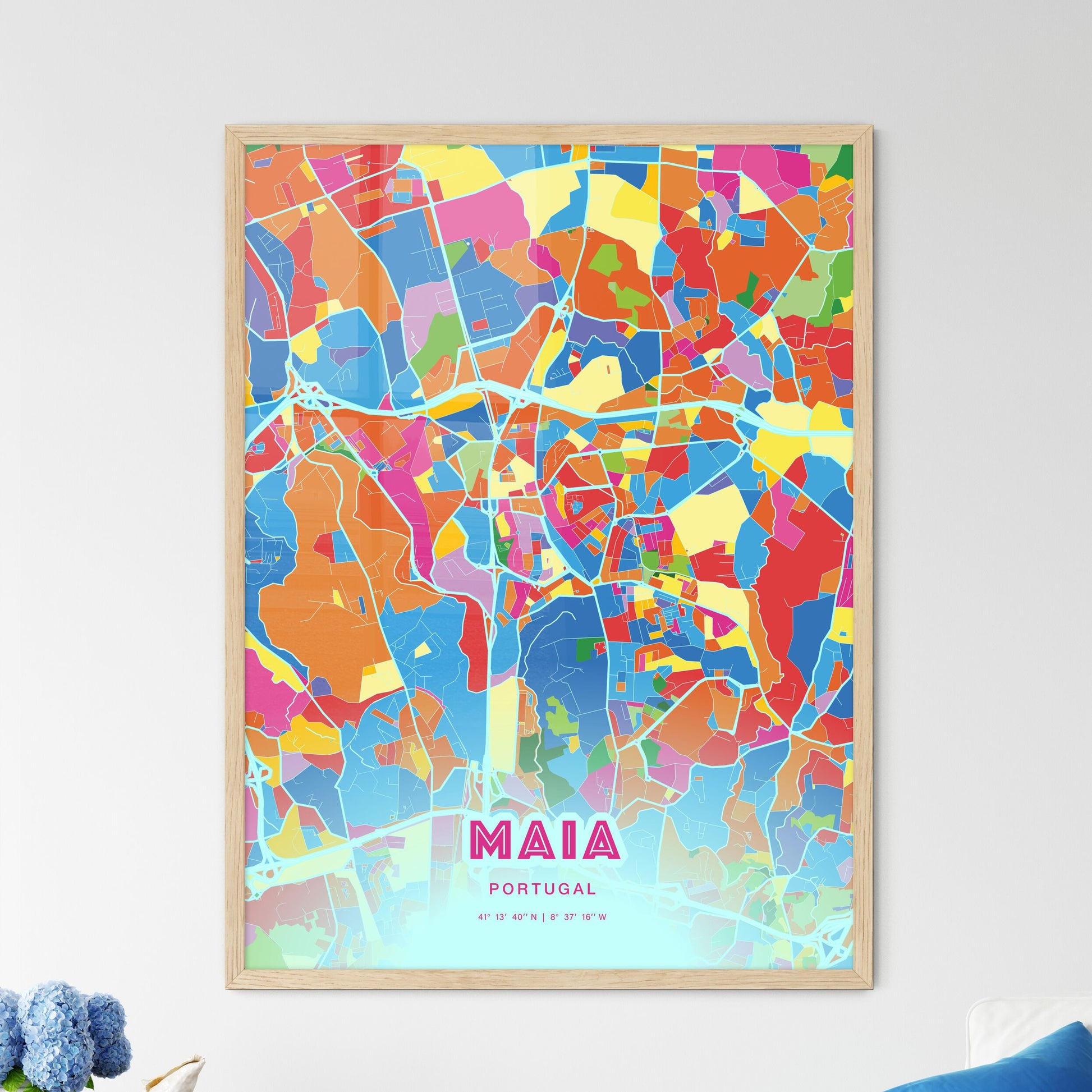 Colorful MAIA PORTUGAL Fine Art Map Crazy Colors