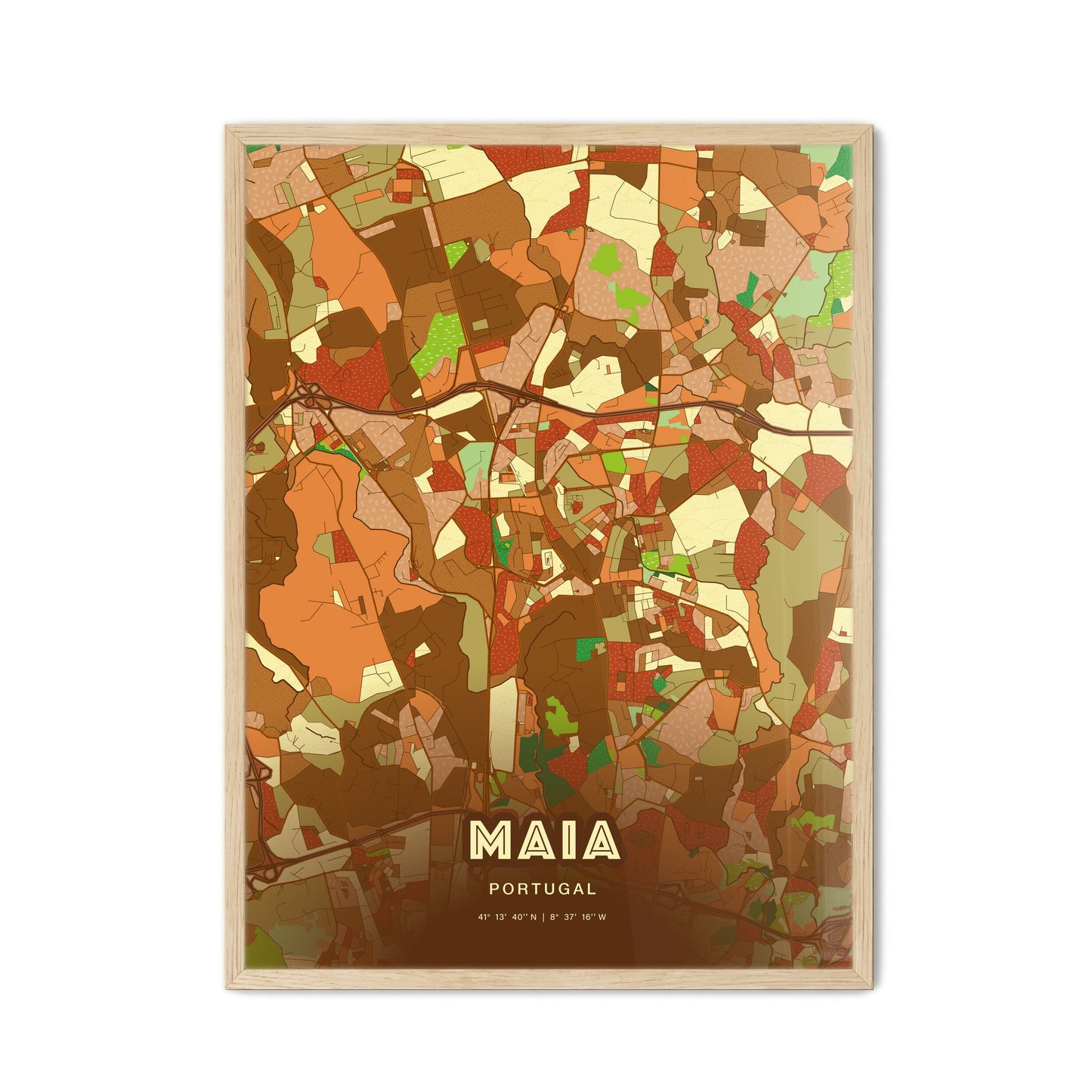Colorful MAIA PORTUGAL Fine Art Map Farmhouse