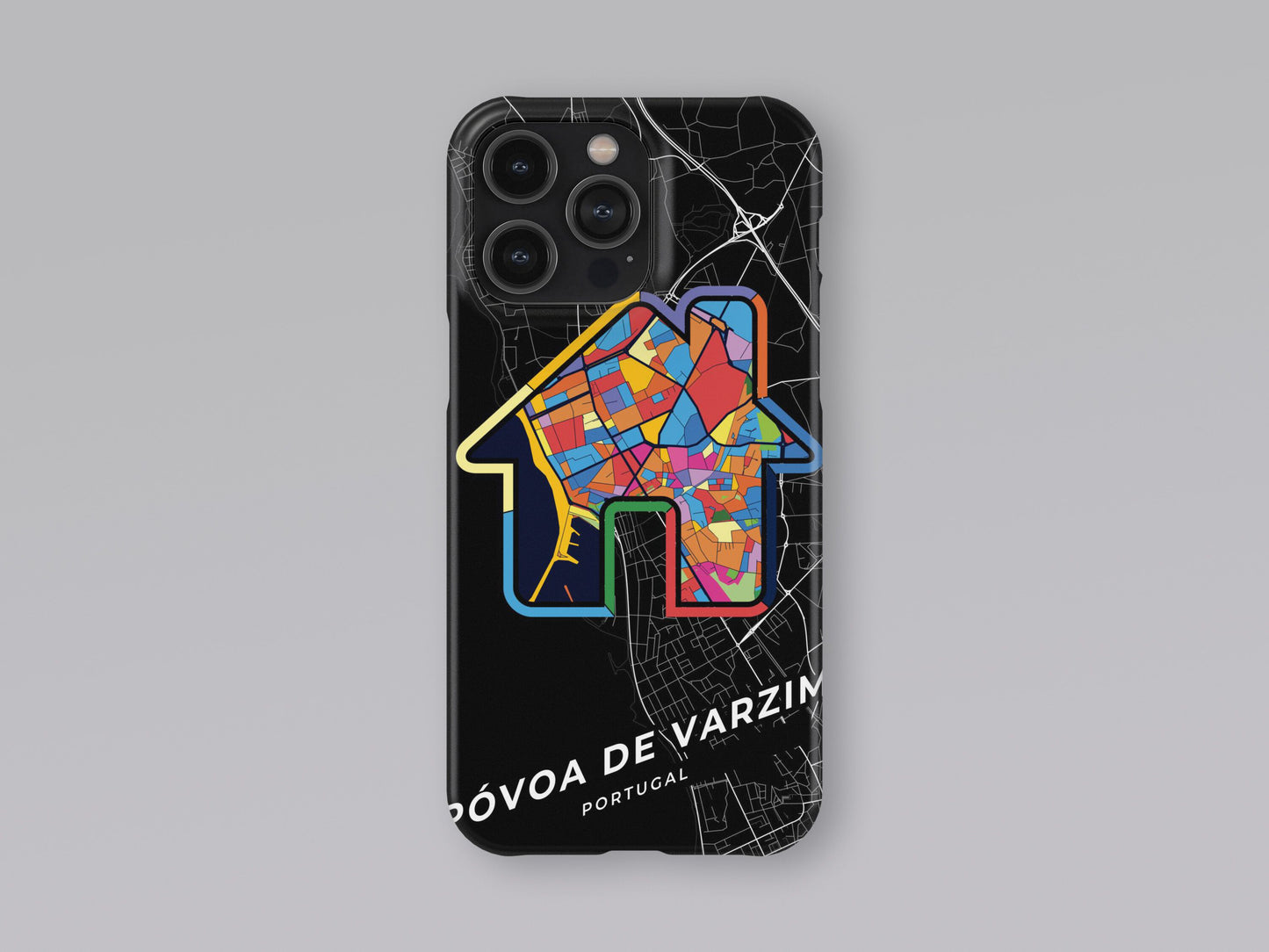 Póvoa De Varzim Portugal slim phone case with colorful icon. Birthday, wedding or housewarming gift. Couple match cases. 3