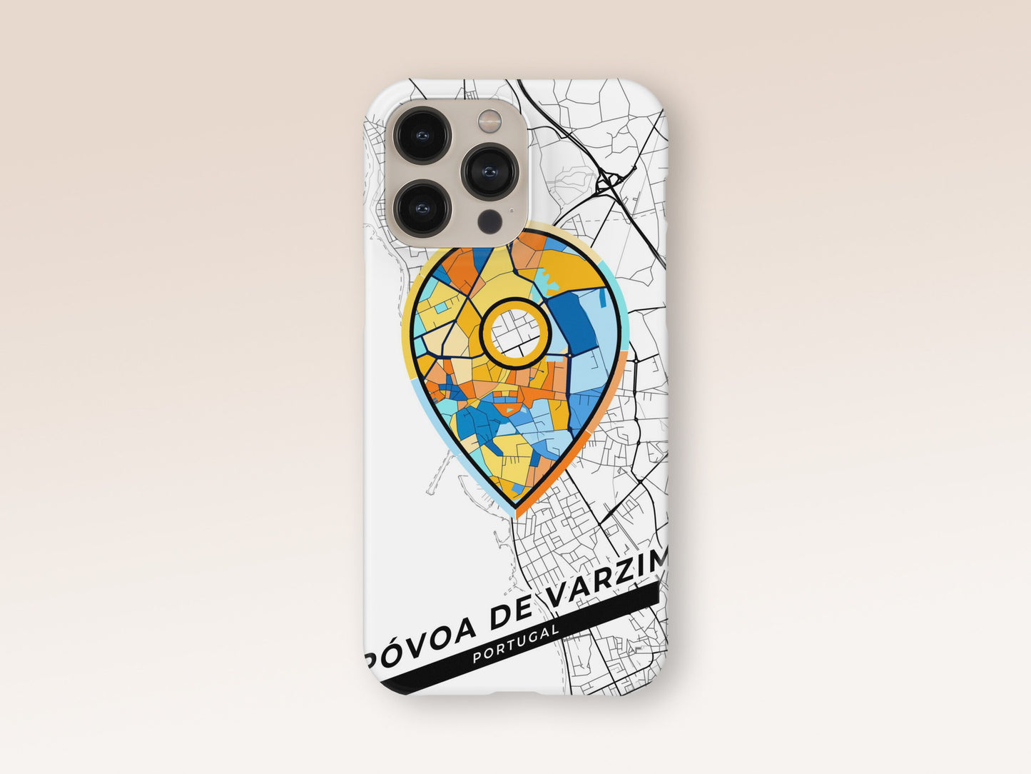 Póvoa De Varzim Portugal slim phone case with colorful icon. Birthday, wedding or housewarming gift. Couple match cases. 1