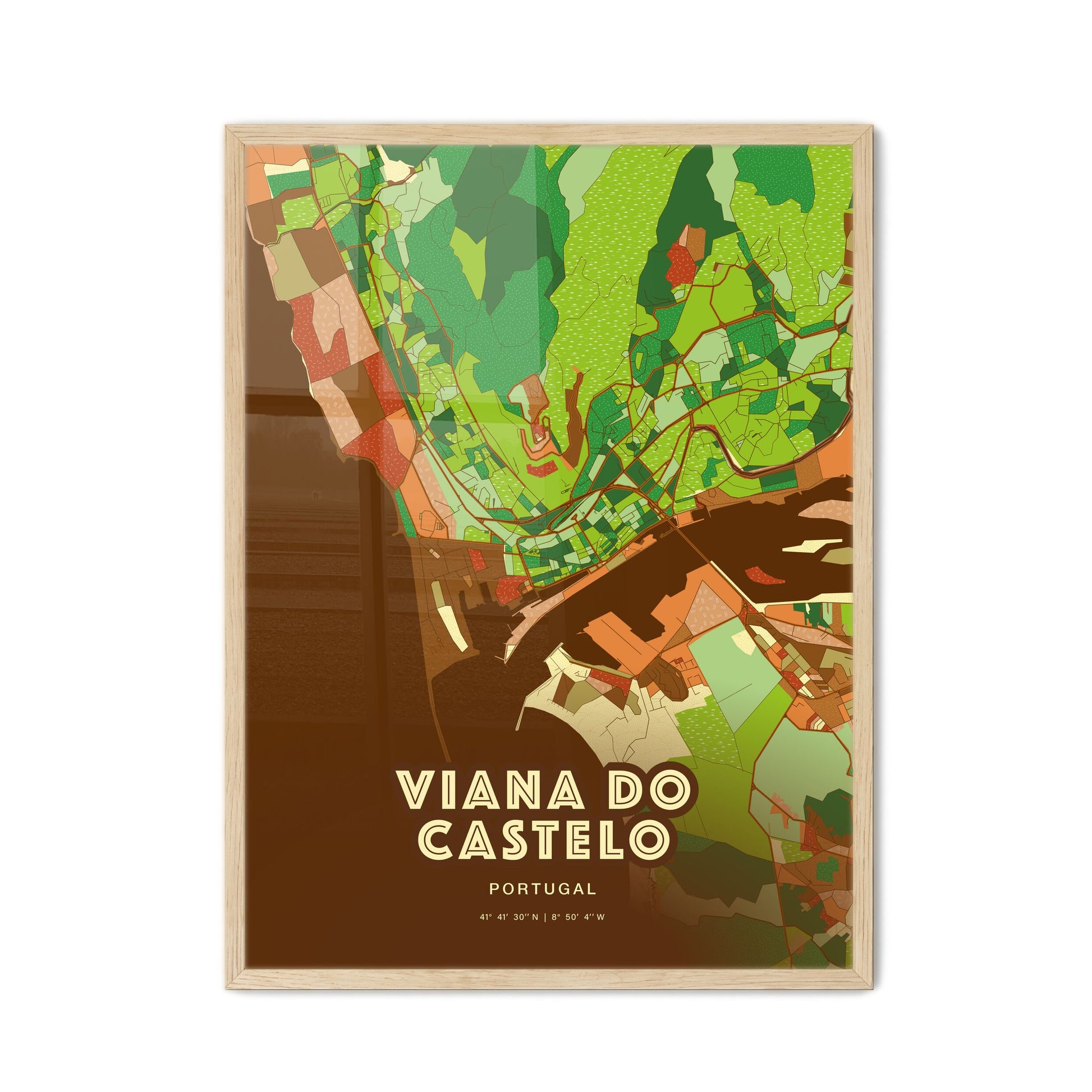 Colorful VIANA DO CASTELO PORTUGAL Fine Art Map Farmhouse