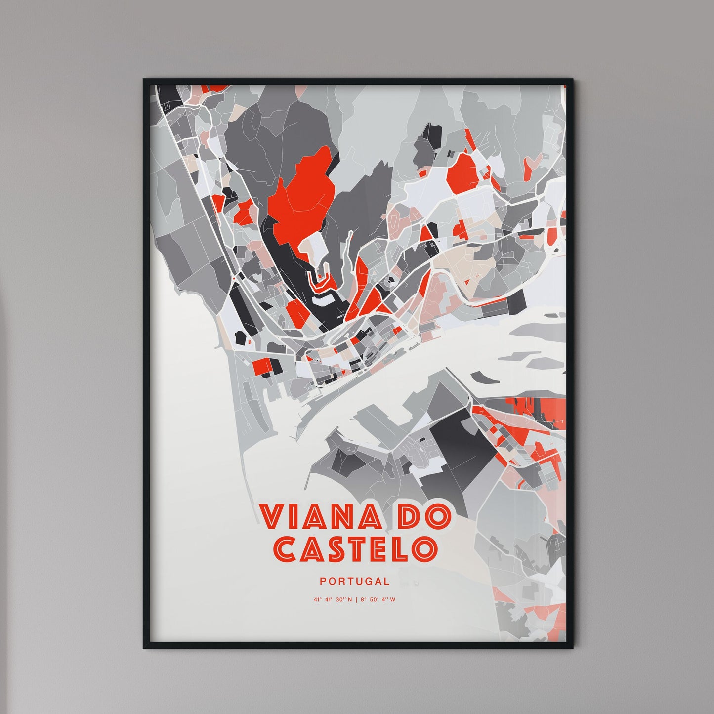 Colorful VIANA DO CASTELO PORTUGAL Fine Art Map Modern