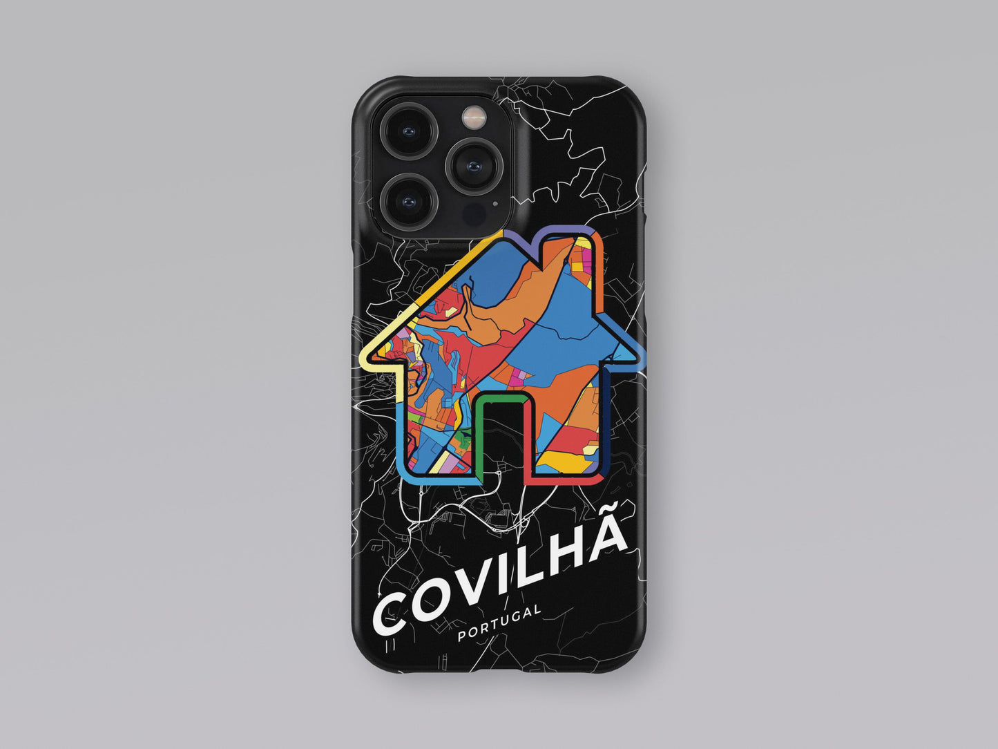 Covilhã Portugal slim phone case with colorful icon. Birthday, wedding or housewarming gift. Couple match cases. 3