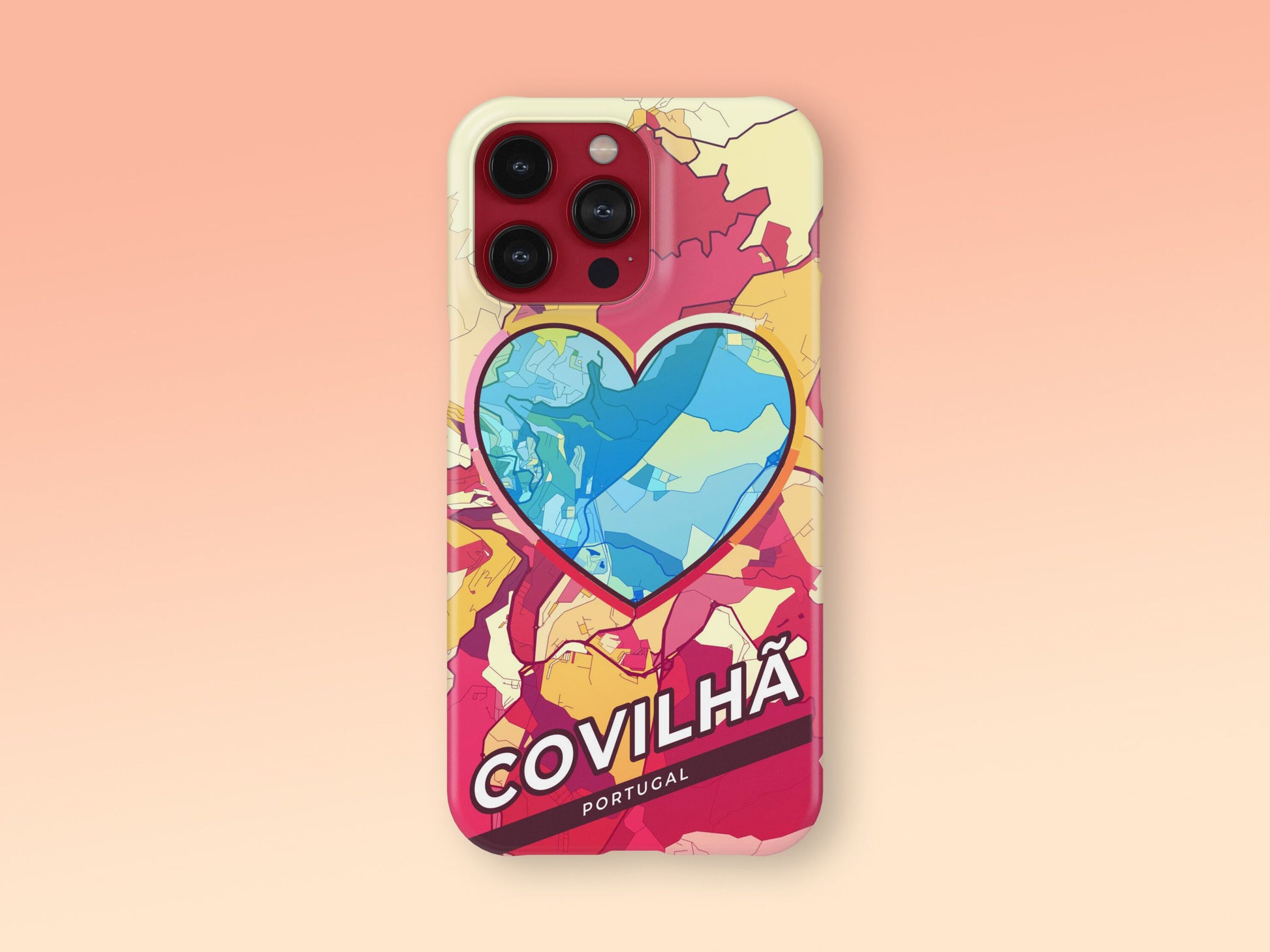 Covilhã Portugal slim phone case with colorful icon. Birthday, wedding or housewarming gift. Couple match cases. 2