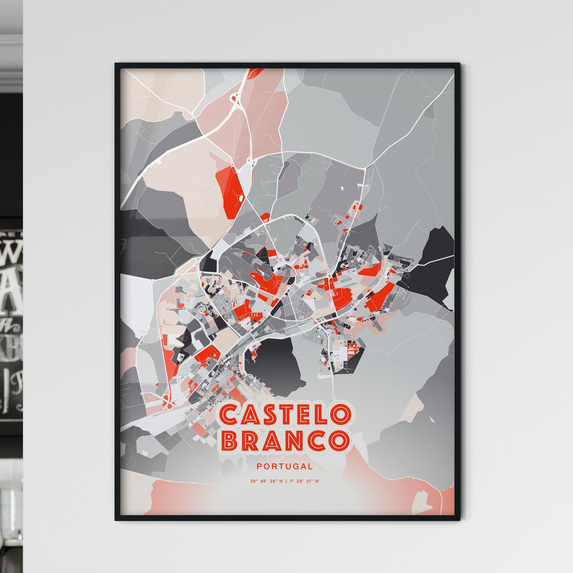 Colorful CASTELO BRANCO PORTUGAL Fine Art Map Modern