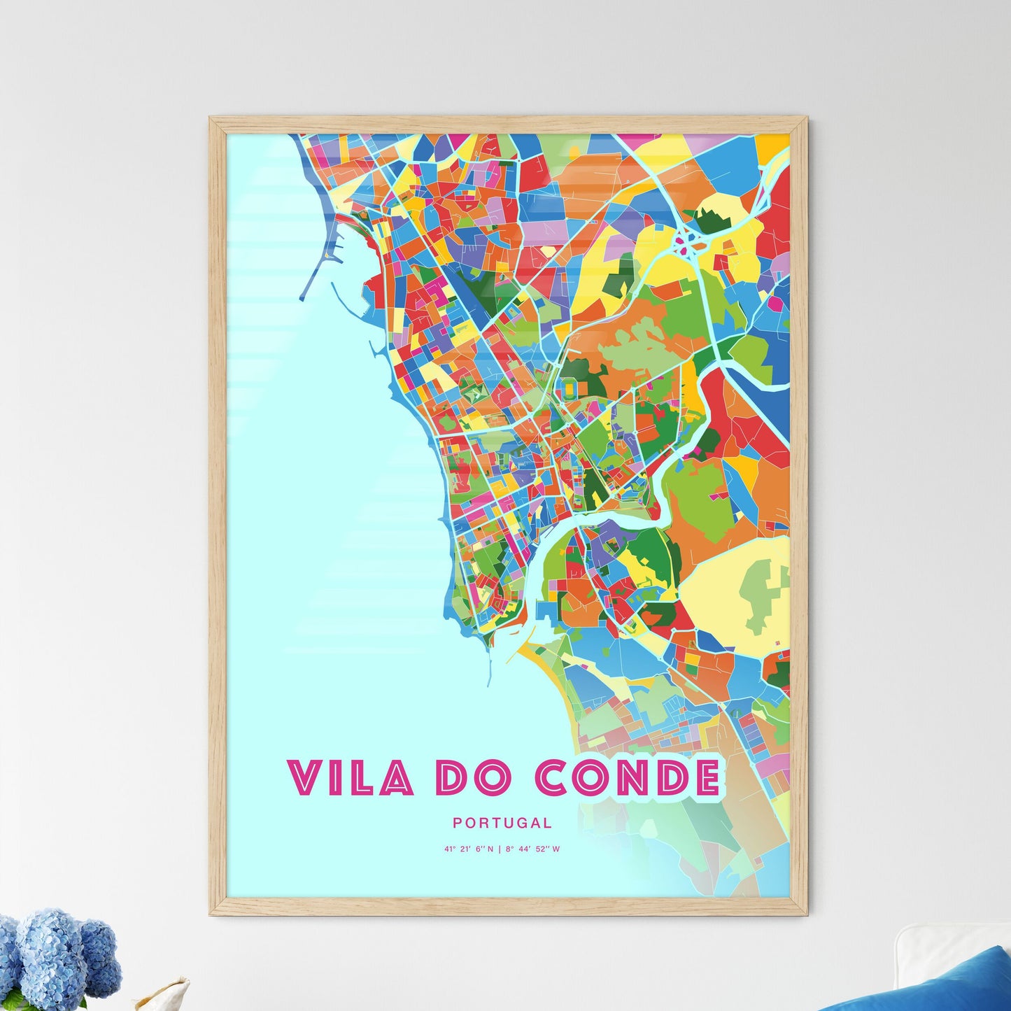 Colorful VILA DO CONDE PORTUGAL Fine Art Map Crazy Colors
