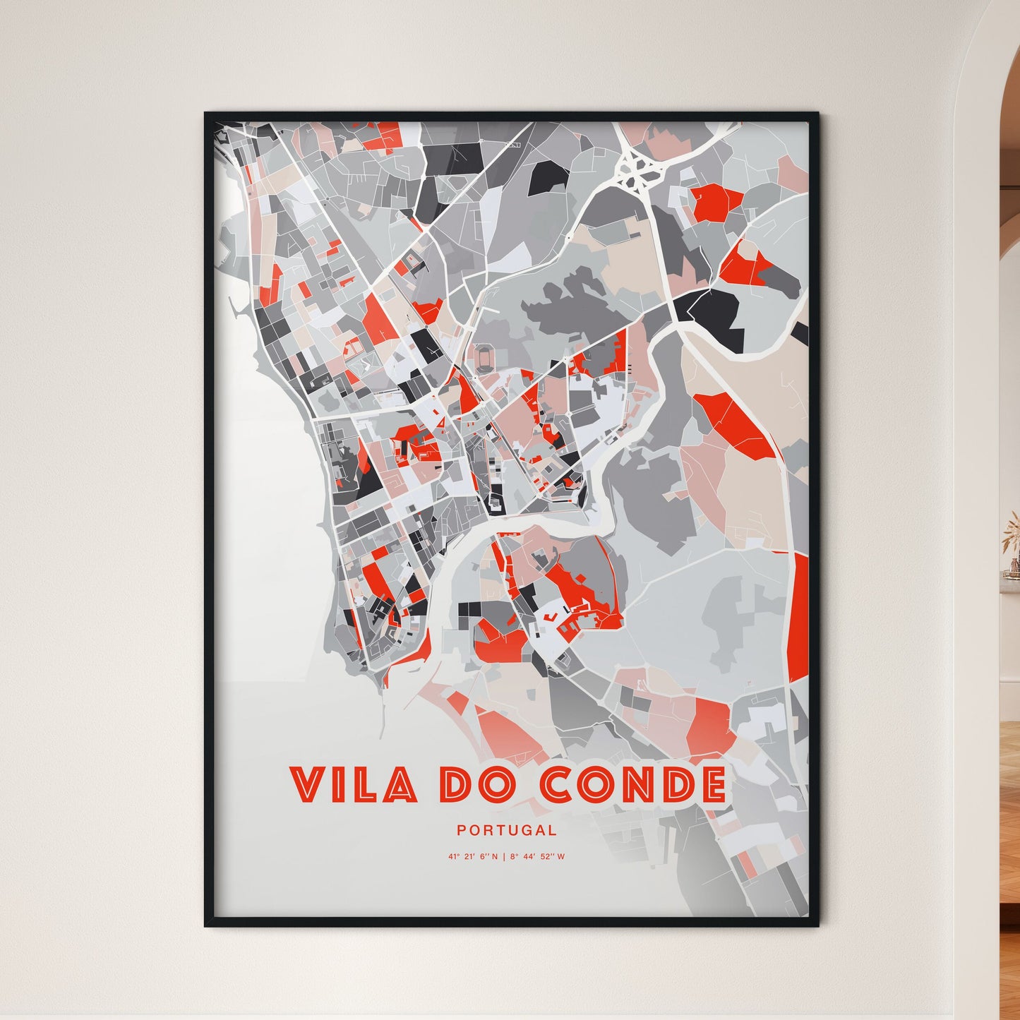 Colorful VILA DO CONDE PORTUGAL Fine Art Map Modern
