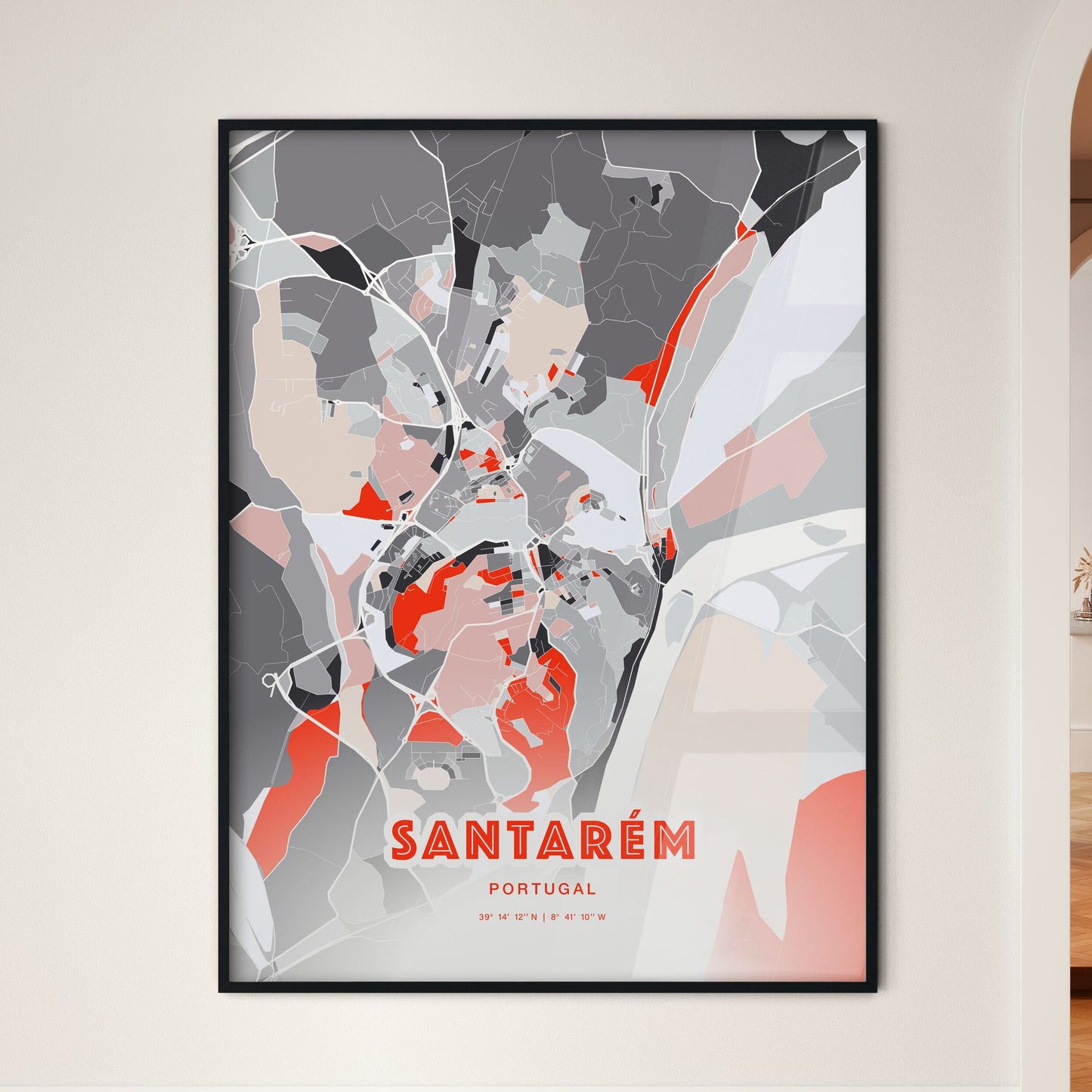 Colorful SANTARÉM PORTUGAL Fine Art Map Modern