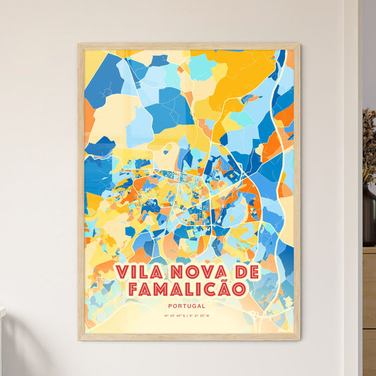 Colorful VILA NOVA DE FAMALICÃO PORTUGAL Fine Art Map Blue Orange