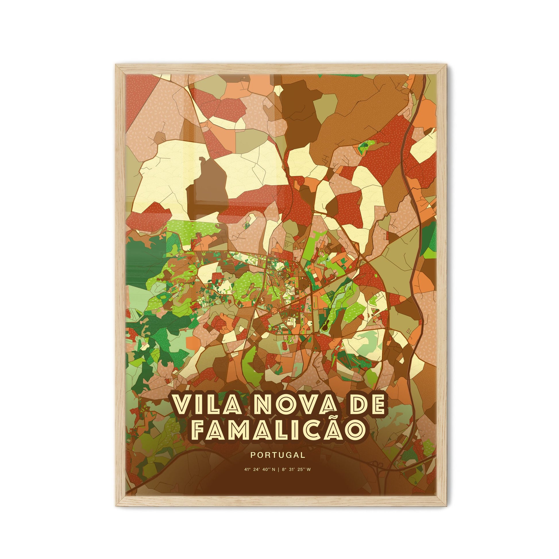 Colorful VILA NOVA DE FAMALICÃO PORTUGAL Fine Art Map Farmhouse